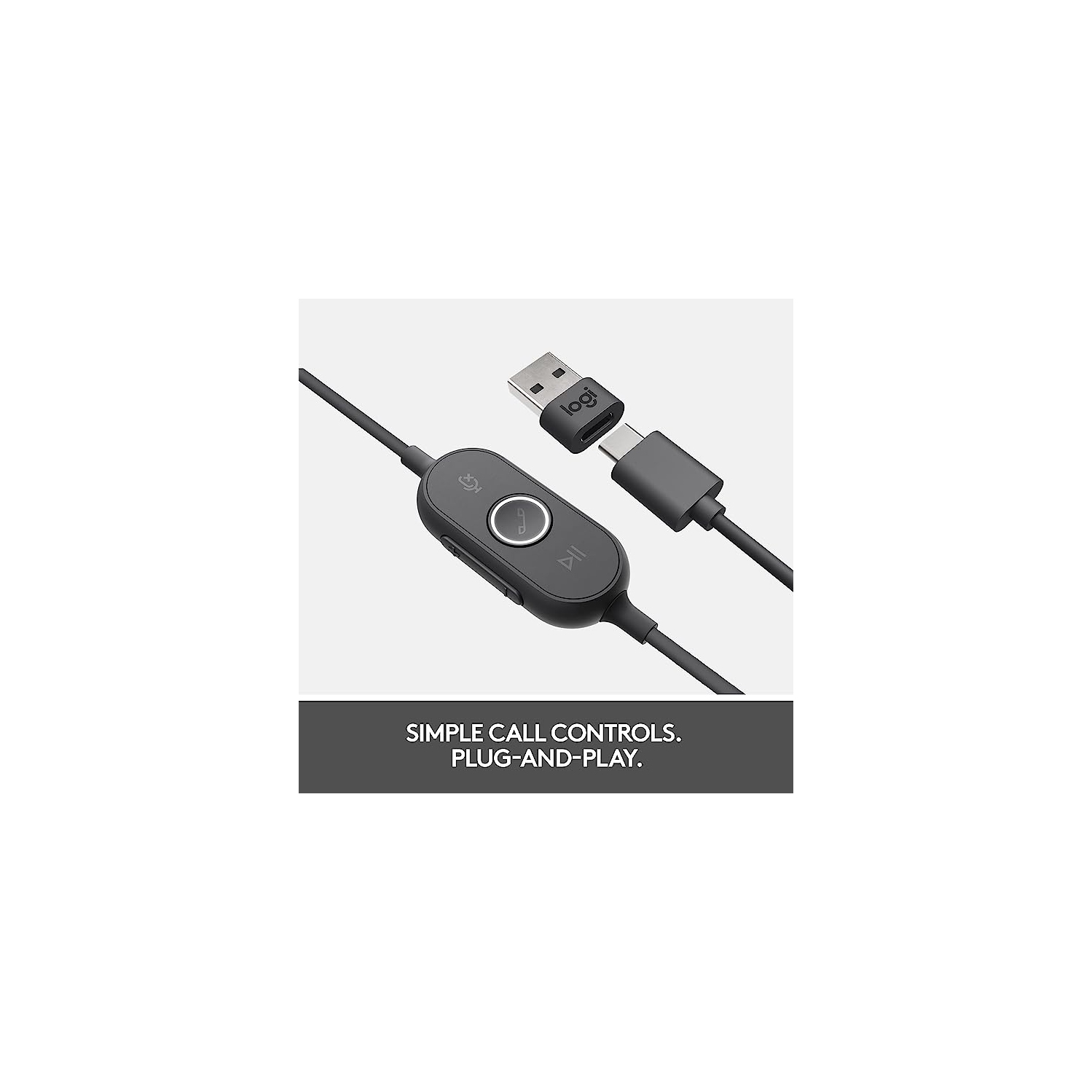 Logitech Zone 750 Wired Noise-Cancelling On-Ear Headset - Graphite - 981-001103