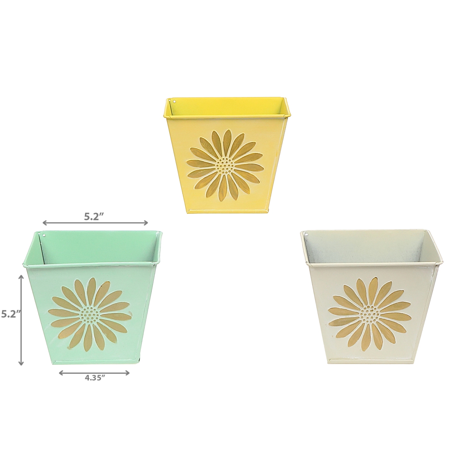 Maison Concepts Daisy Daisy Metal Square Planter Asstd - Ensemble De 3