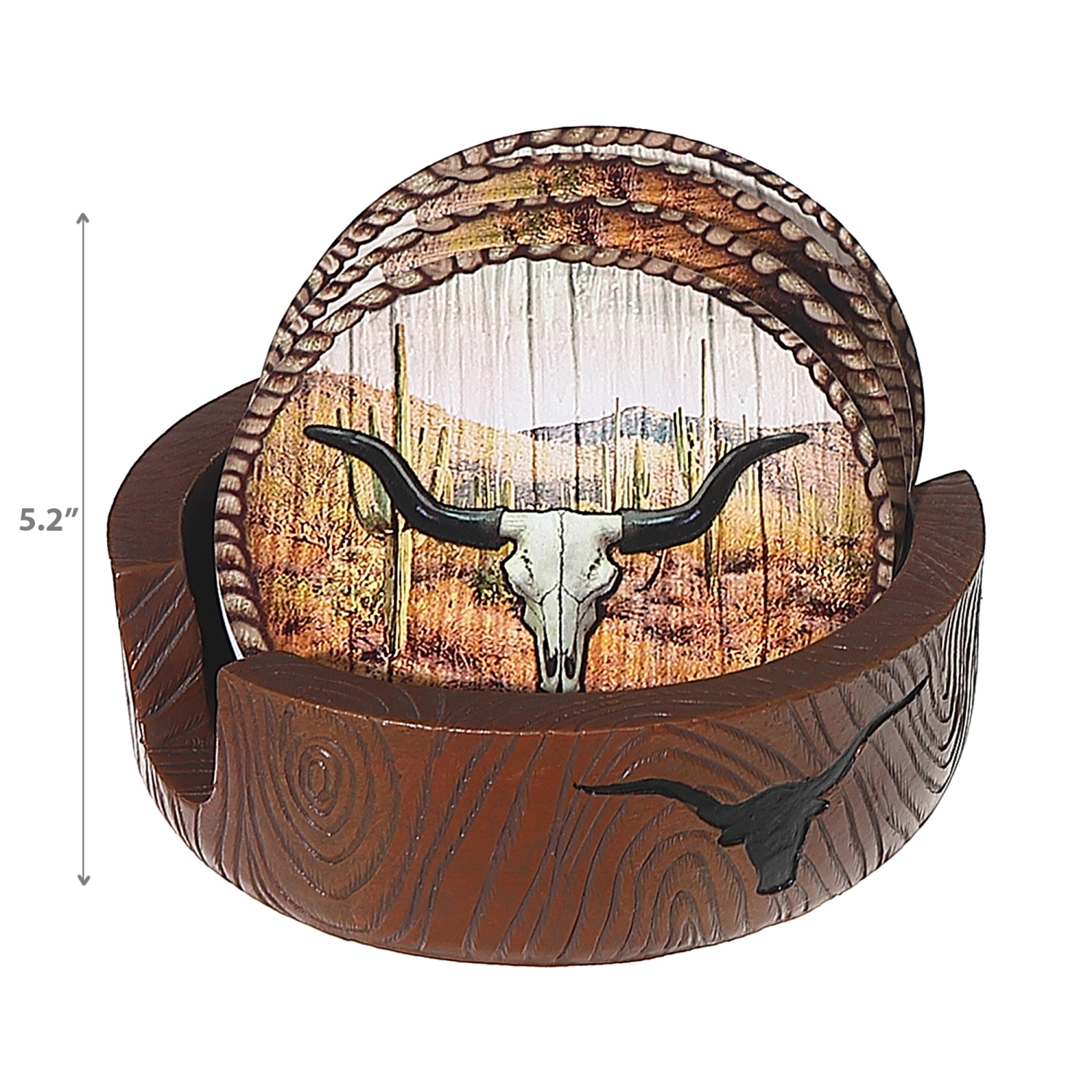 Maison Concepts Set Of 4 Rodeo Roundup Coasters With Holder