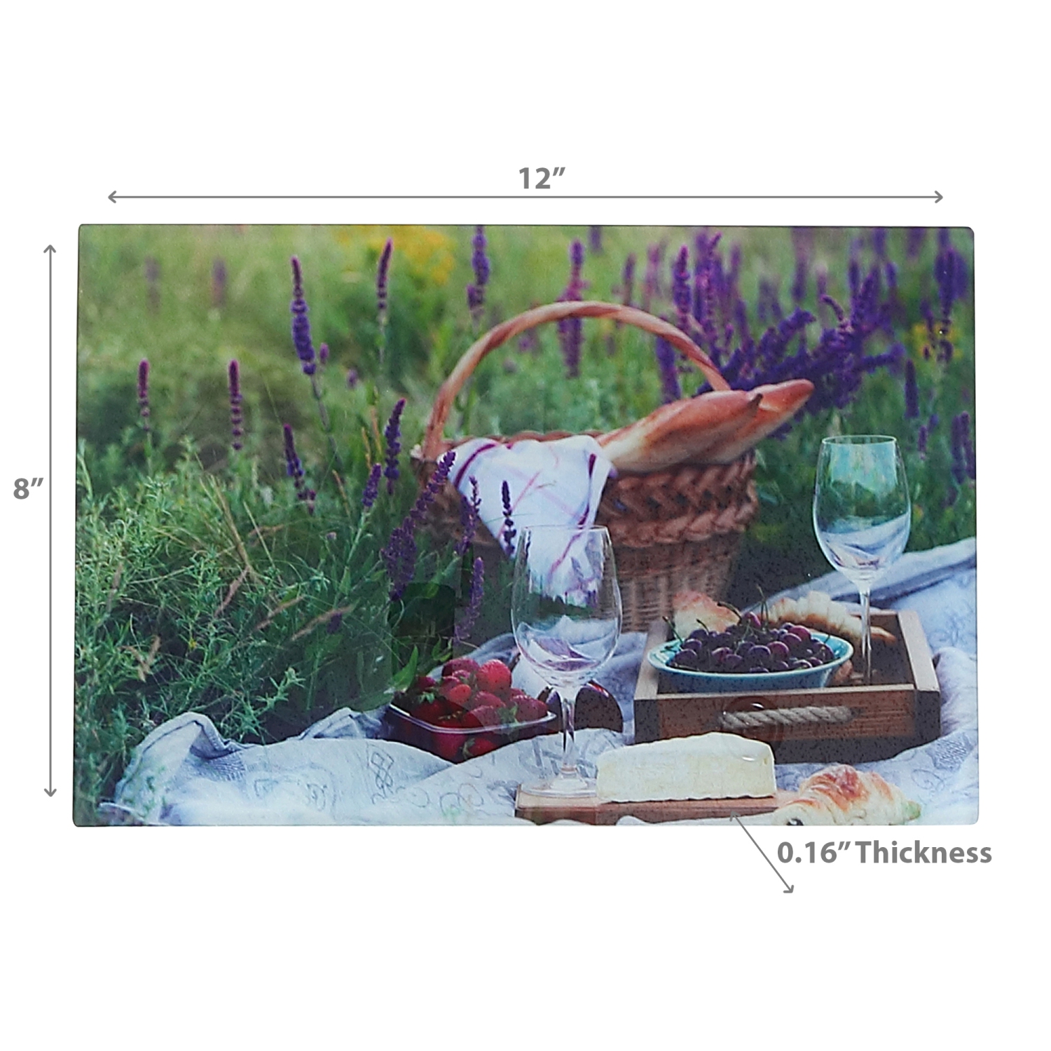 Maison Concepts Print En Verre À Découper Pique-Nique Sur Lavender Field - Ensemble De 2