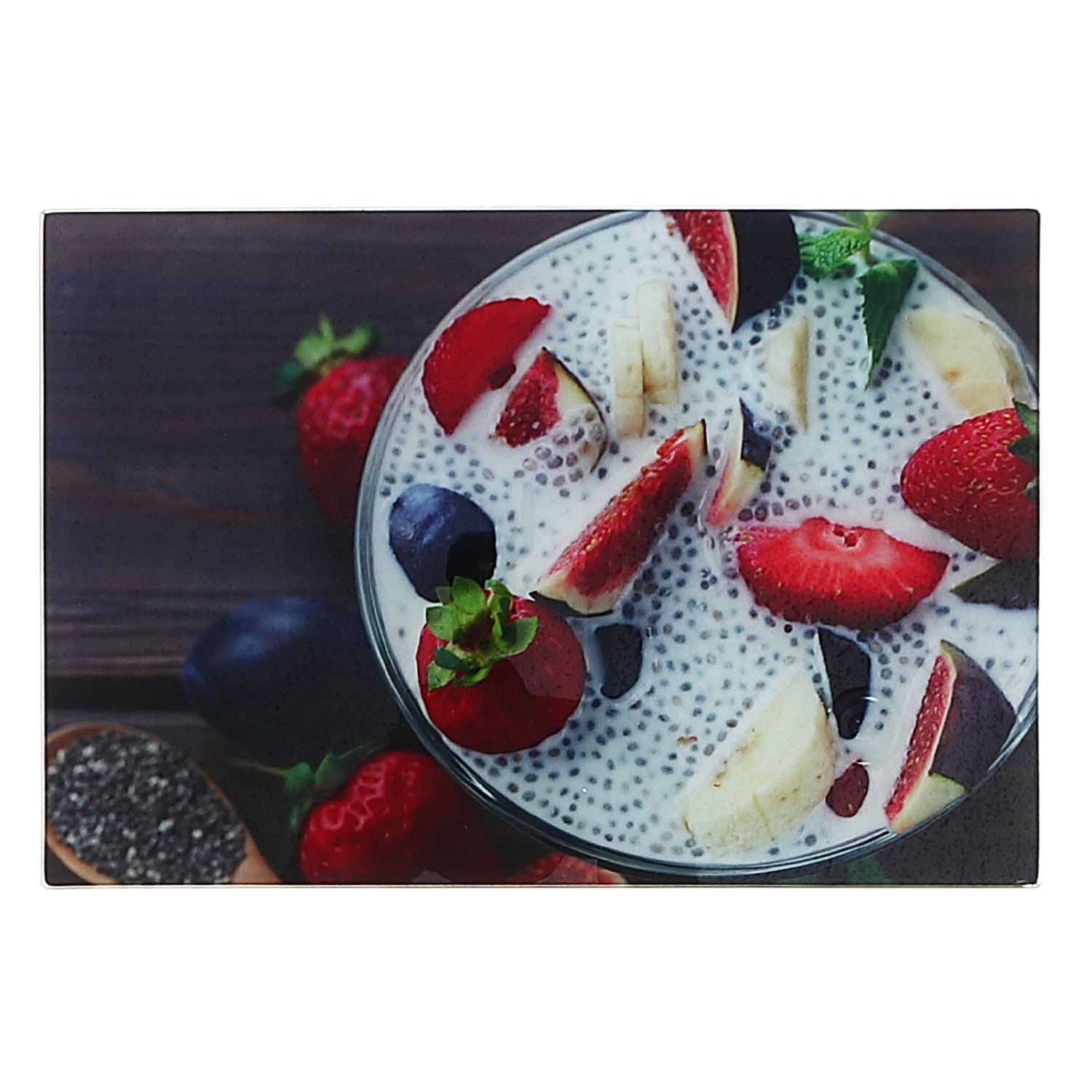 Maison Concepts Printed Glass Cutting Board Chia Pudding - Set of 2