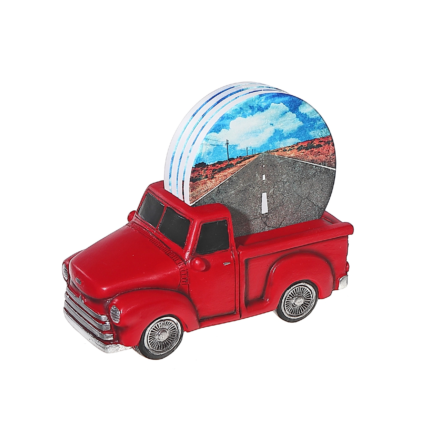 Maison Concepts Set De 4 Sous-Verres Avec Porte-Camion Rouge