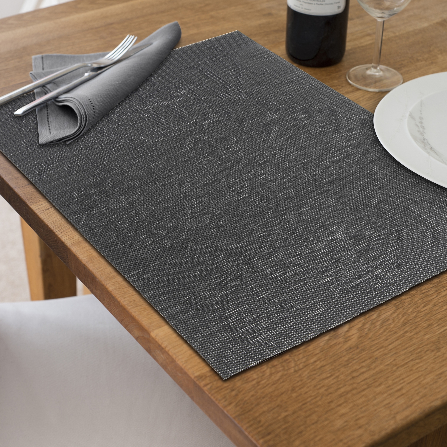 Maison Concepts Vinyl Placemat Damask Black - Ensemble De 12