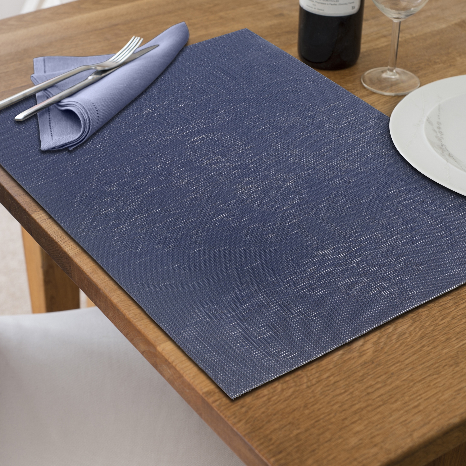 Maison Concepts Vinyl Placemat Damask Navy Blue - Set of 12