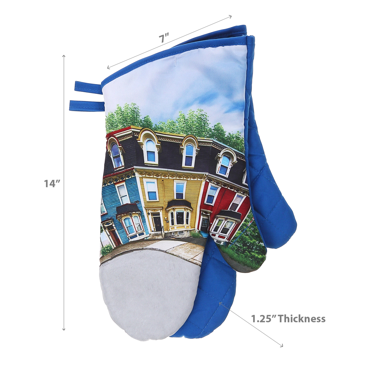 Maison Concepts Oven Mitts 2 Pcs Whimsical Rowhouse - Ensemble De 2