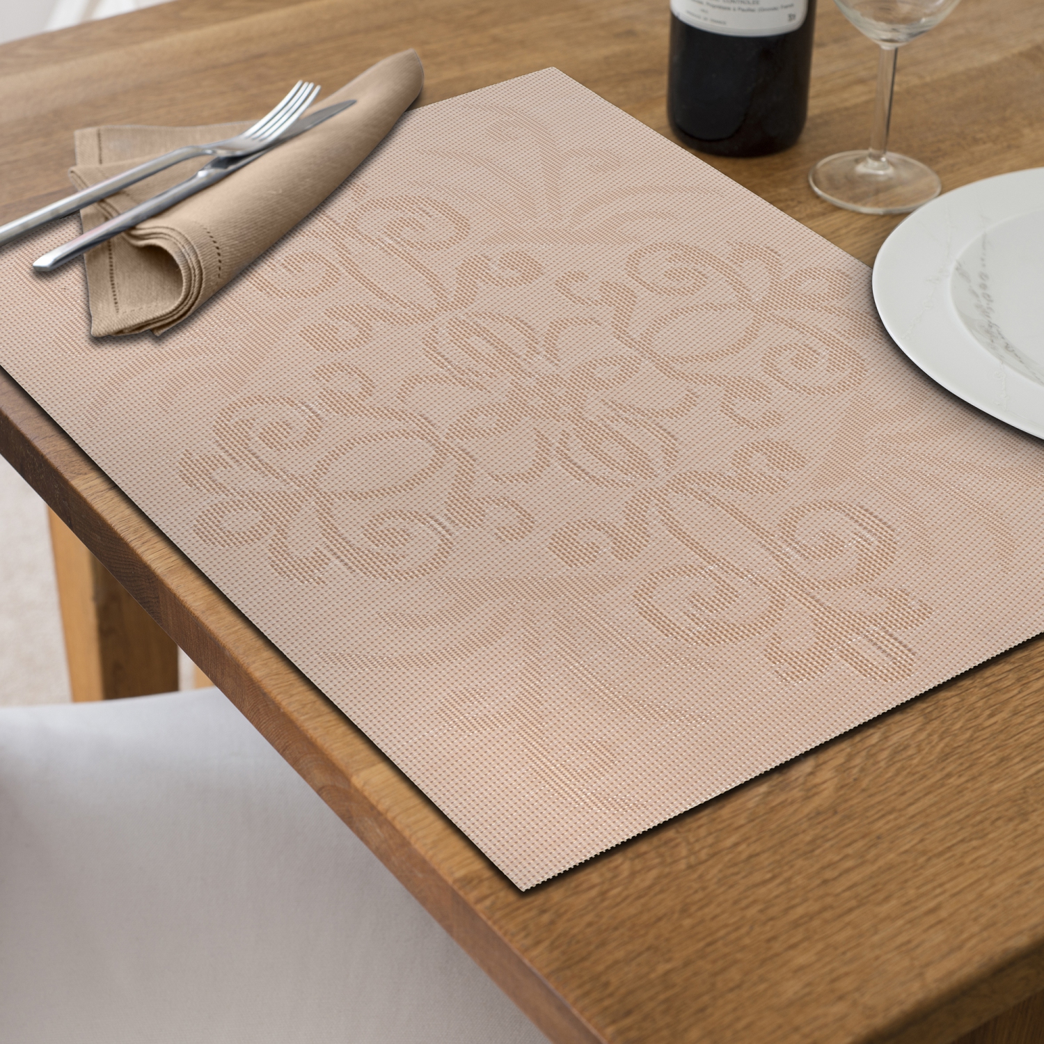 Maison Concepts Vinyl Placemat Damask Natural - Set of 12