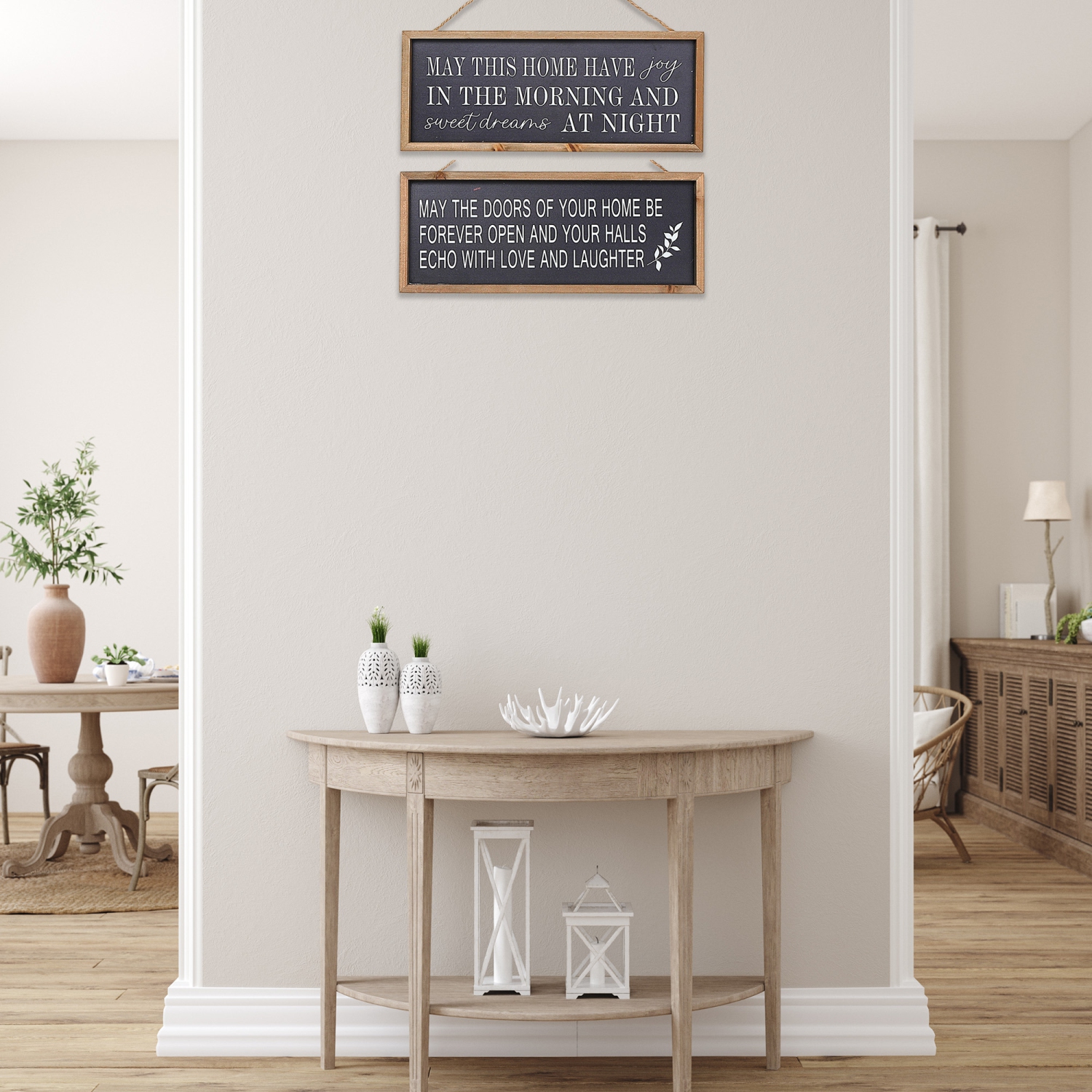 Maison Concepts Framed Rect. Signe En Bois Que Votre Maison Soit Remplie De Asstd - Ensemble De 2