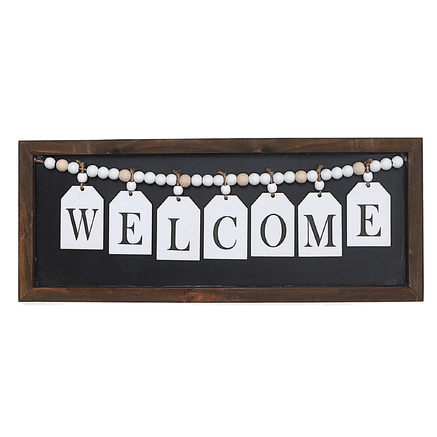 Maison Concepts Framed Wood Hanging Beaded Welcome Sign
