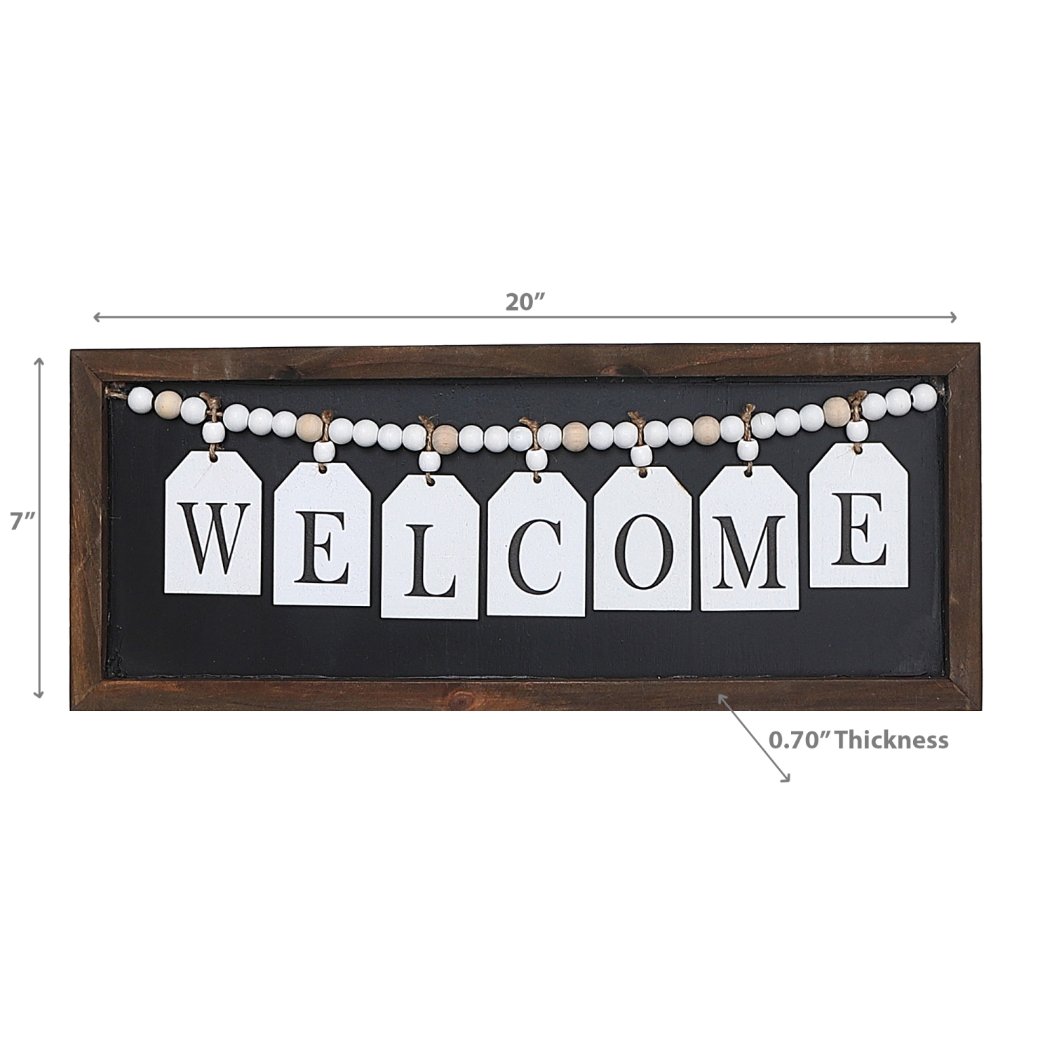 Maison Concepts Framed Wood Hanging Beaded Welcome Sign