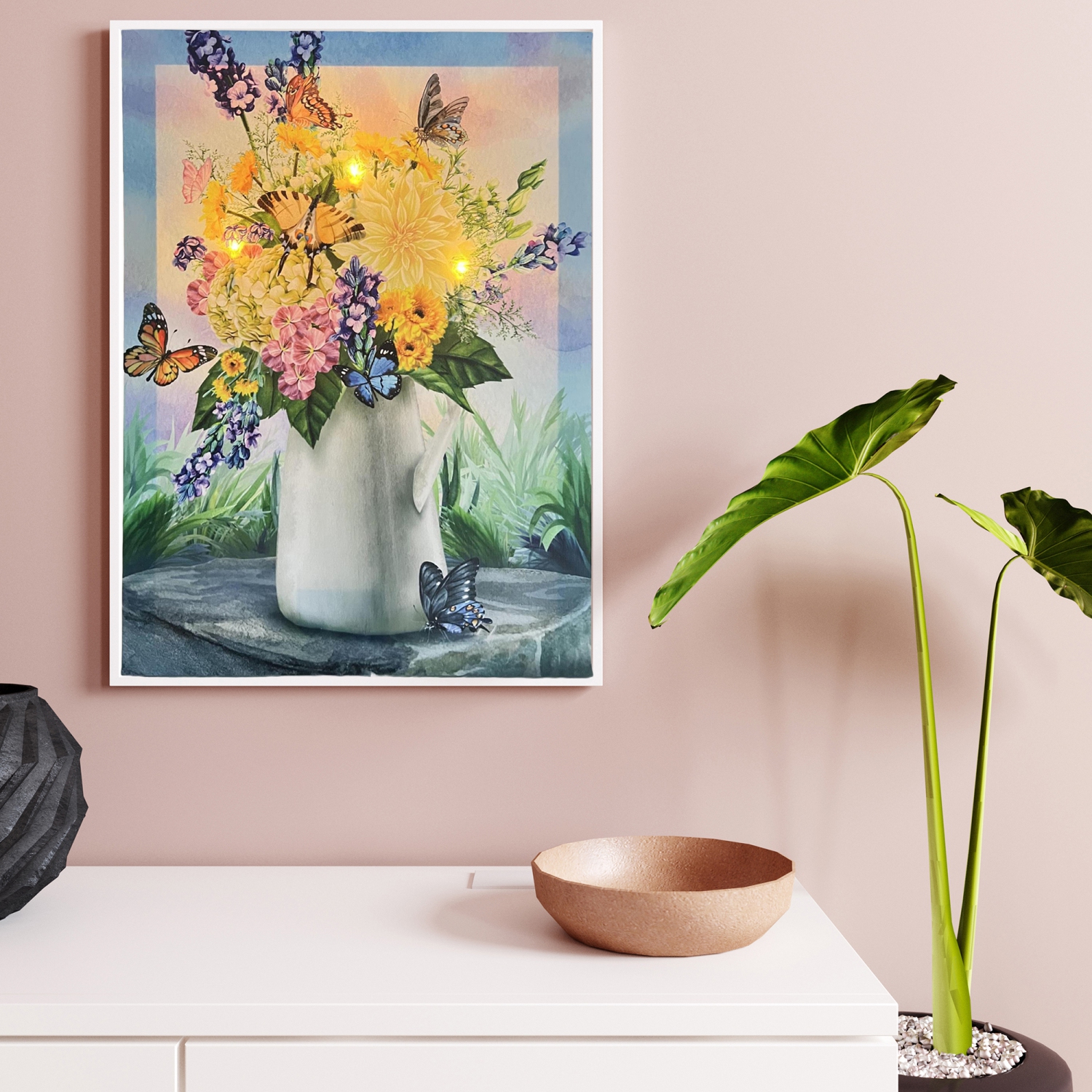 Maison Concepts Led Canvas Wall Art Fresh Flowers 12 X 16