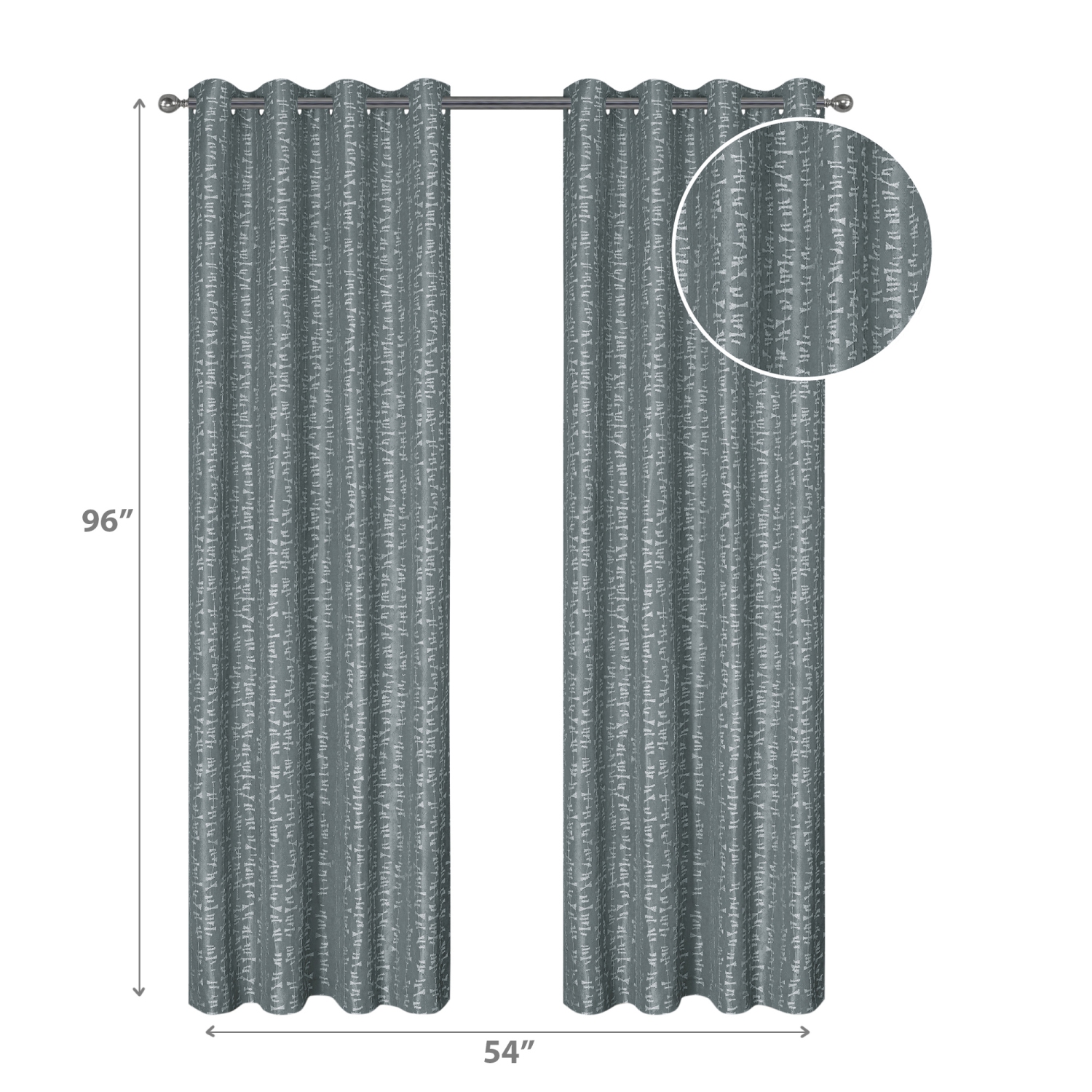 Maison Concepts Jacquard Panel W 8 Grom Bowties Charcoal 96" - Set of 2