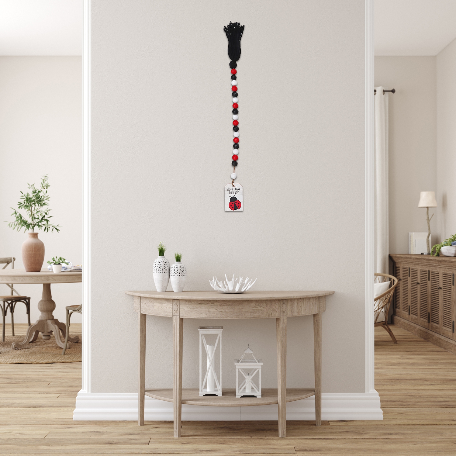 Maison Concepts Perle Guirlande Avec" Ne Pas Bogue La Dame" Tag - Ensemble De 2