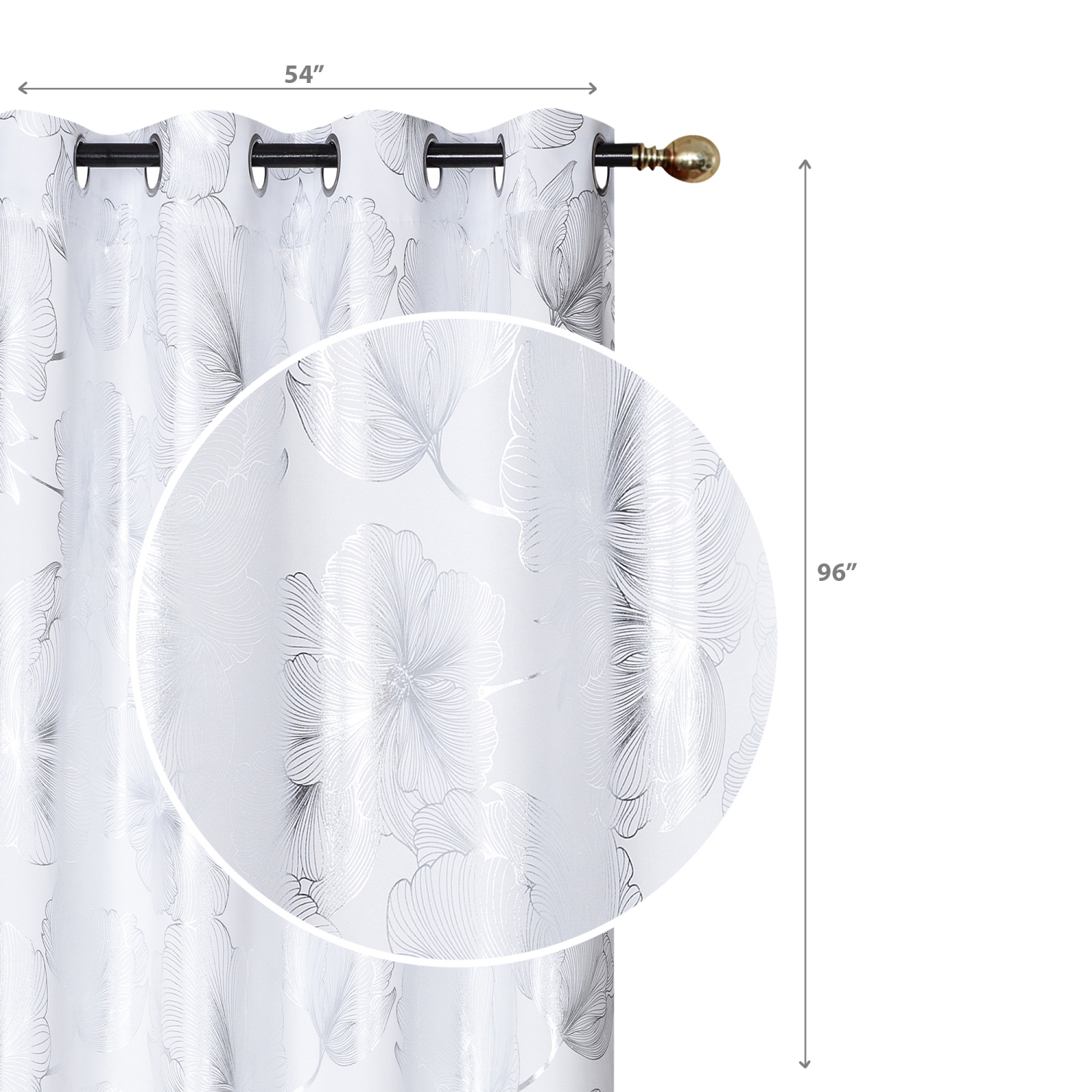 Maison Concepts Foil Print Panel W 8 Grom Hibiscus White 96" - Set of 2