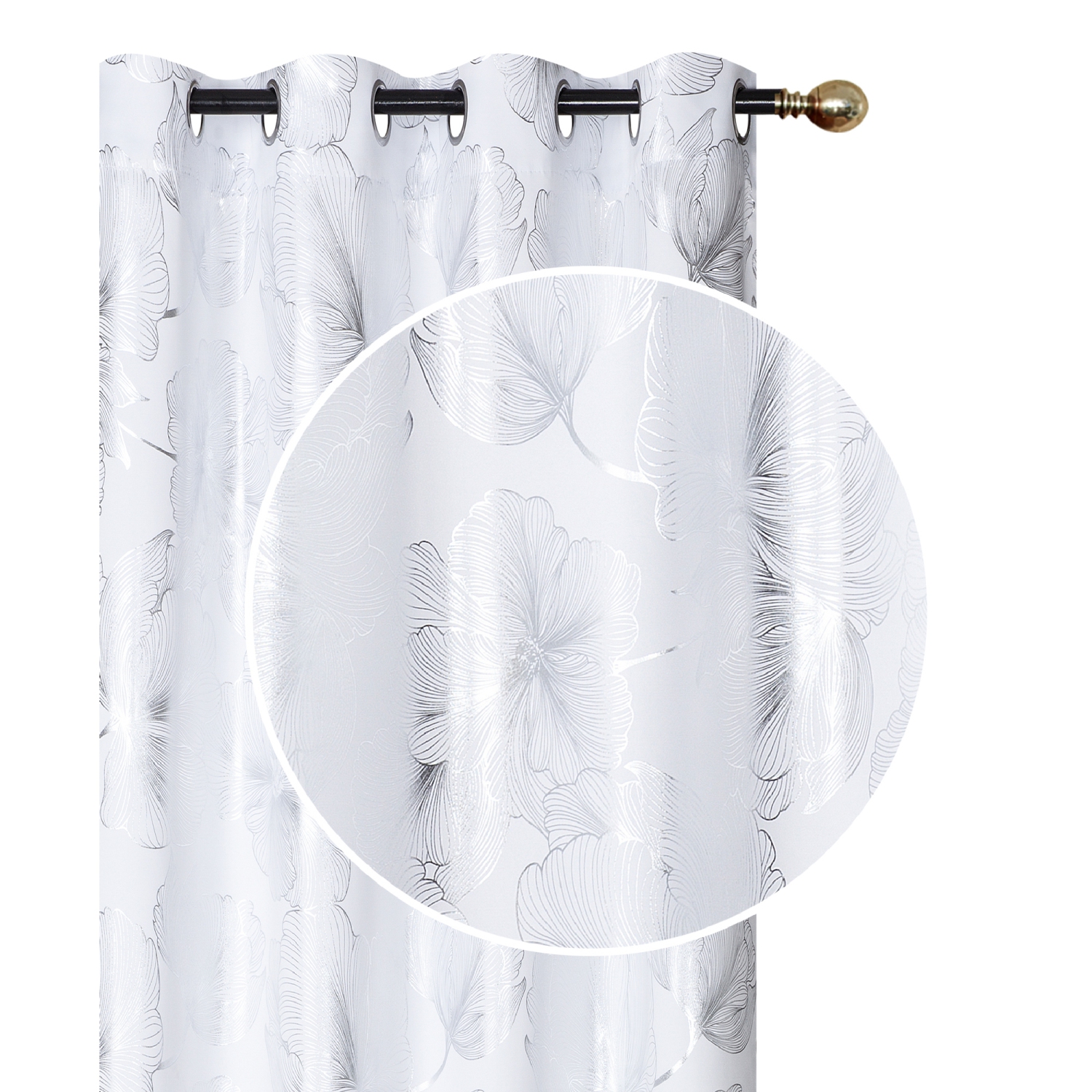 Maison Concepts Foil Print Panel W 8 Grom Hibiscus White 84" - Set of 2