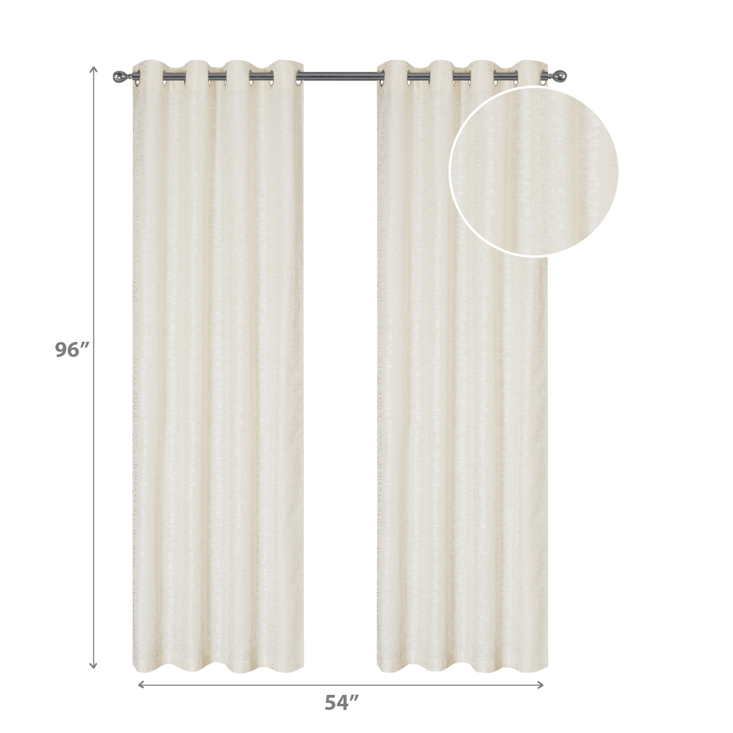 Maison Concepts Jacquard Panel W 8 Grom Bowties Ivory 96" - Ensemble De 2