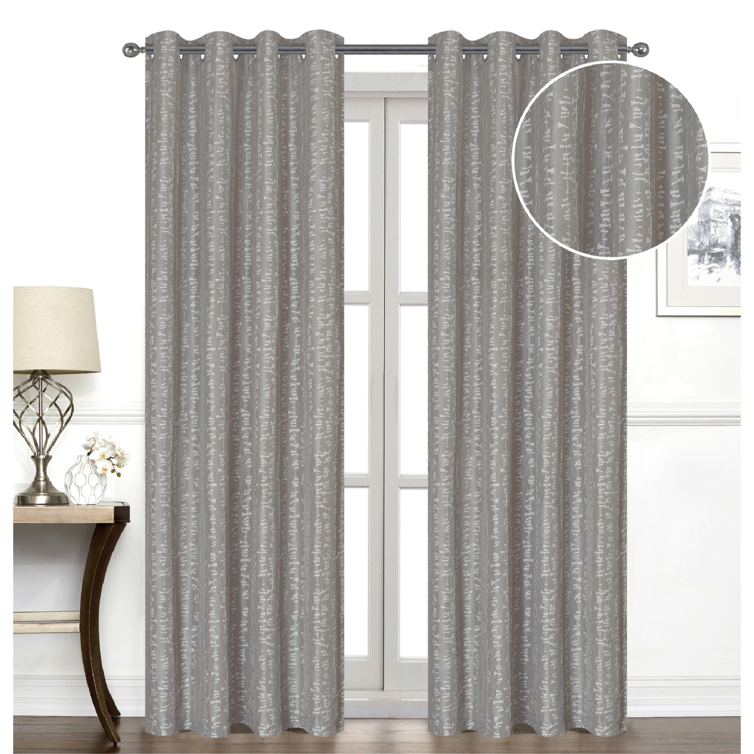 Maison Concepts Jacquard Panel W 8 Grom Bowties Taupe 96" - Ensemble De 2