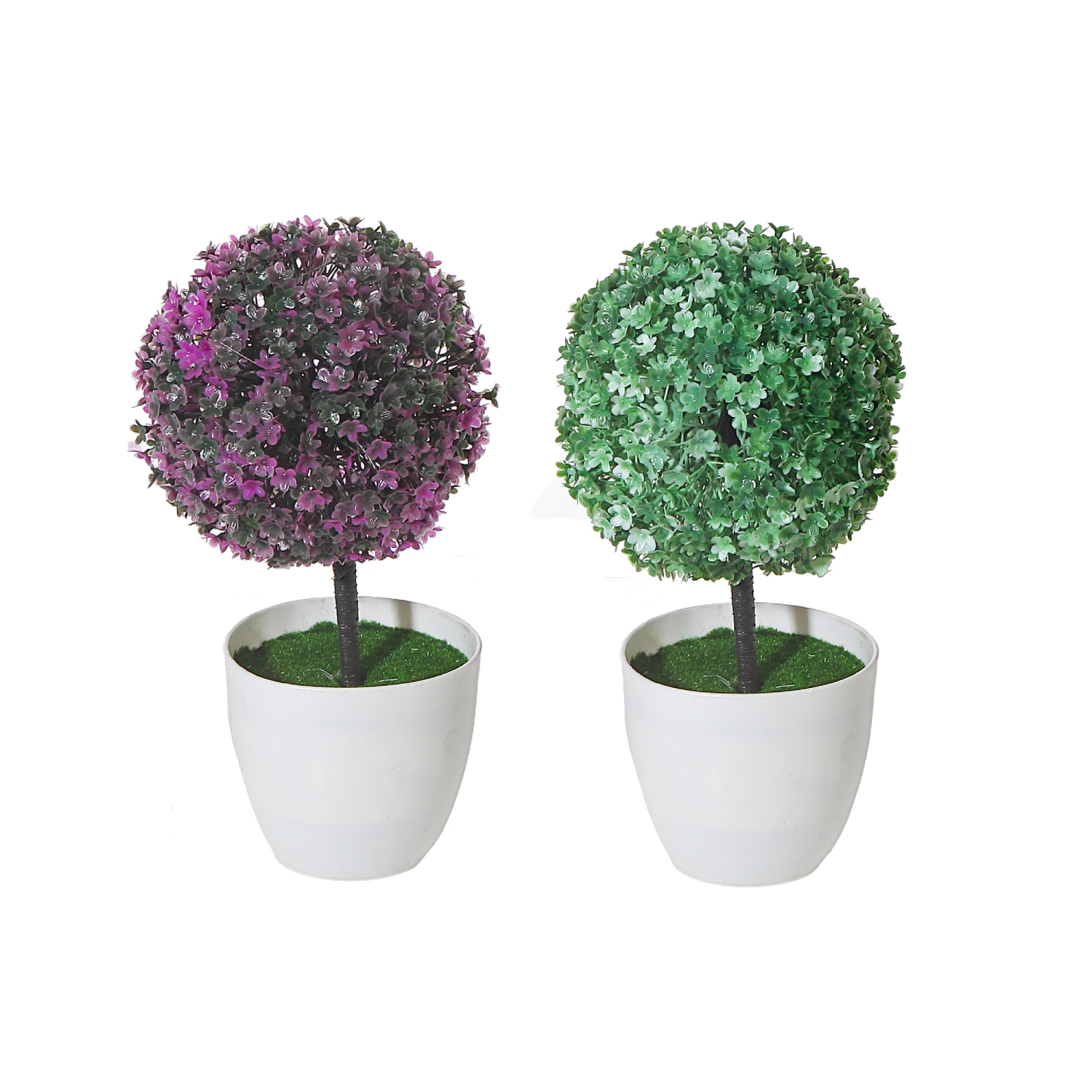 Maison Concepts Artificial Topiary Ball Plant In White Pot Asstd - Set of 2