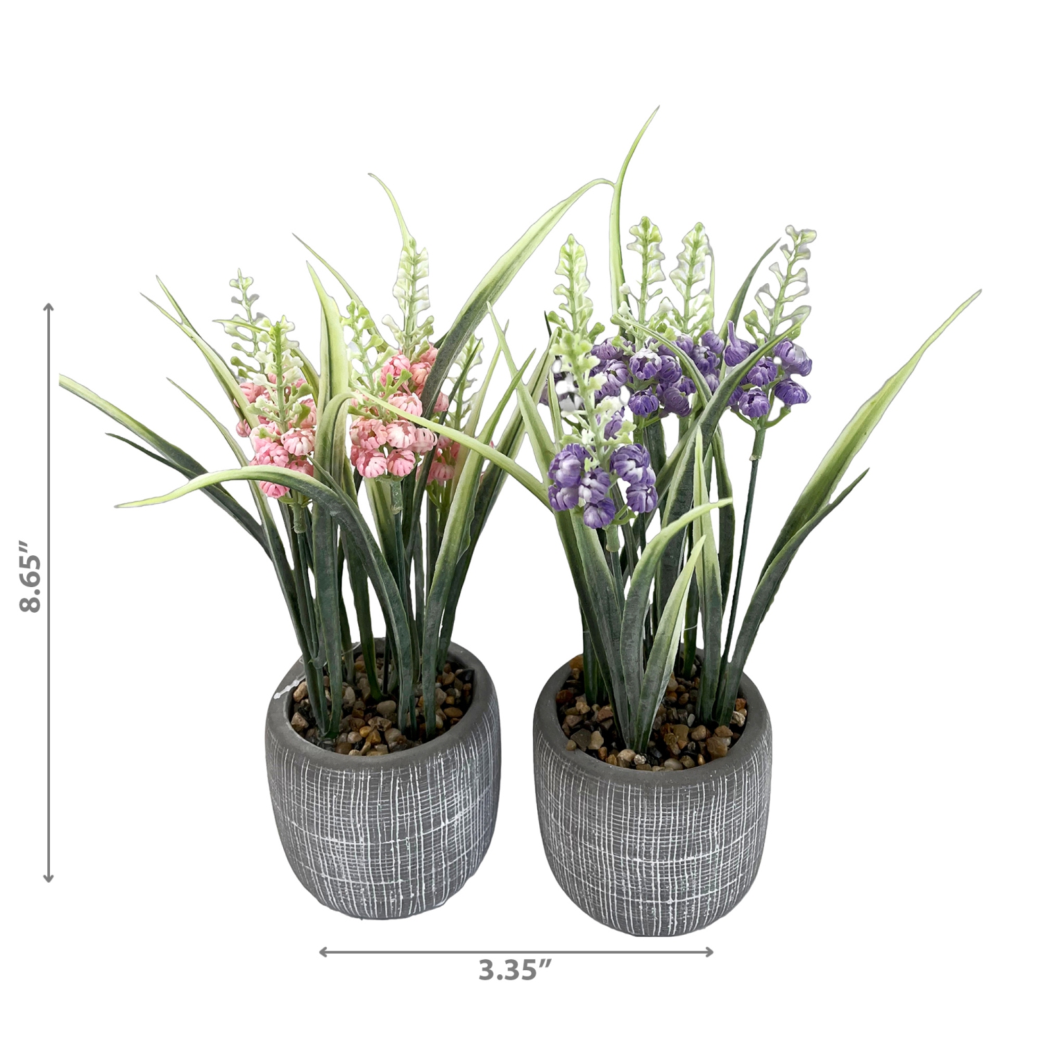 Maison Concepts Artificial Floral In Ceramic Gray Pot Asstd - Set of 2