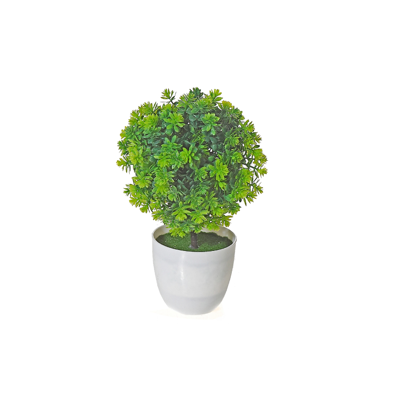 Maison Concepts Artificial Green Topiary Ball Plant In White Pot - Set of 2