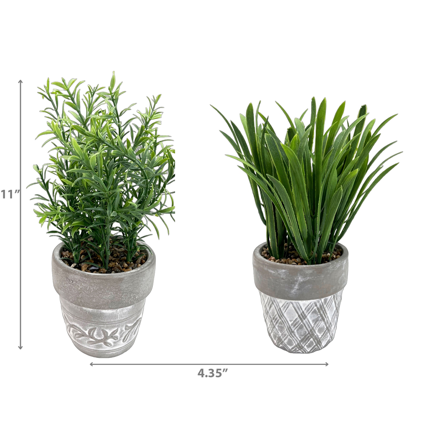 Maison Concepts Artificial Plants In Ceramic Gray Pot Asstd - Set of 2