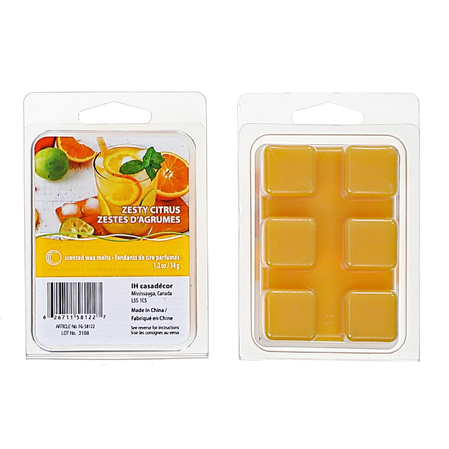 Maison Concepts 6Pk Scented Wax Melts Zesty Citrus - Set of 4