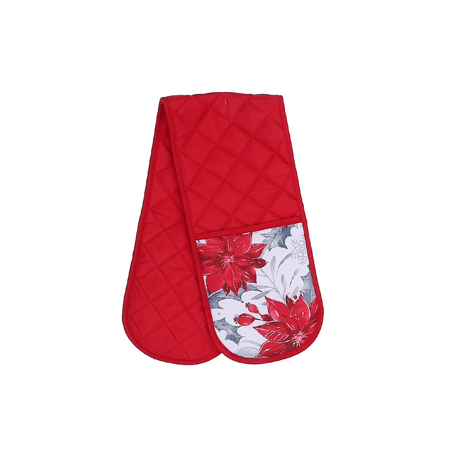 Maison Concepts Christmas Double Oven Mitt Red Poinsettia - Set of 2