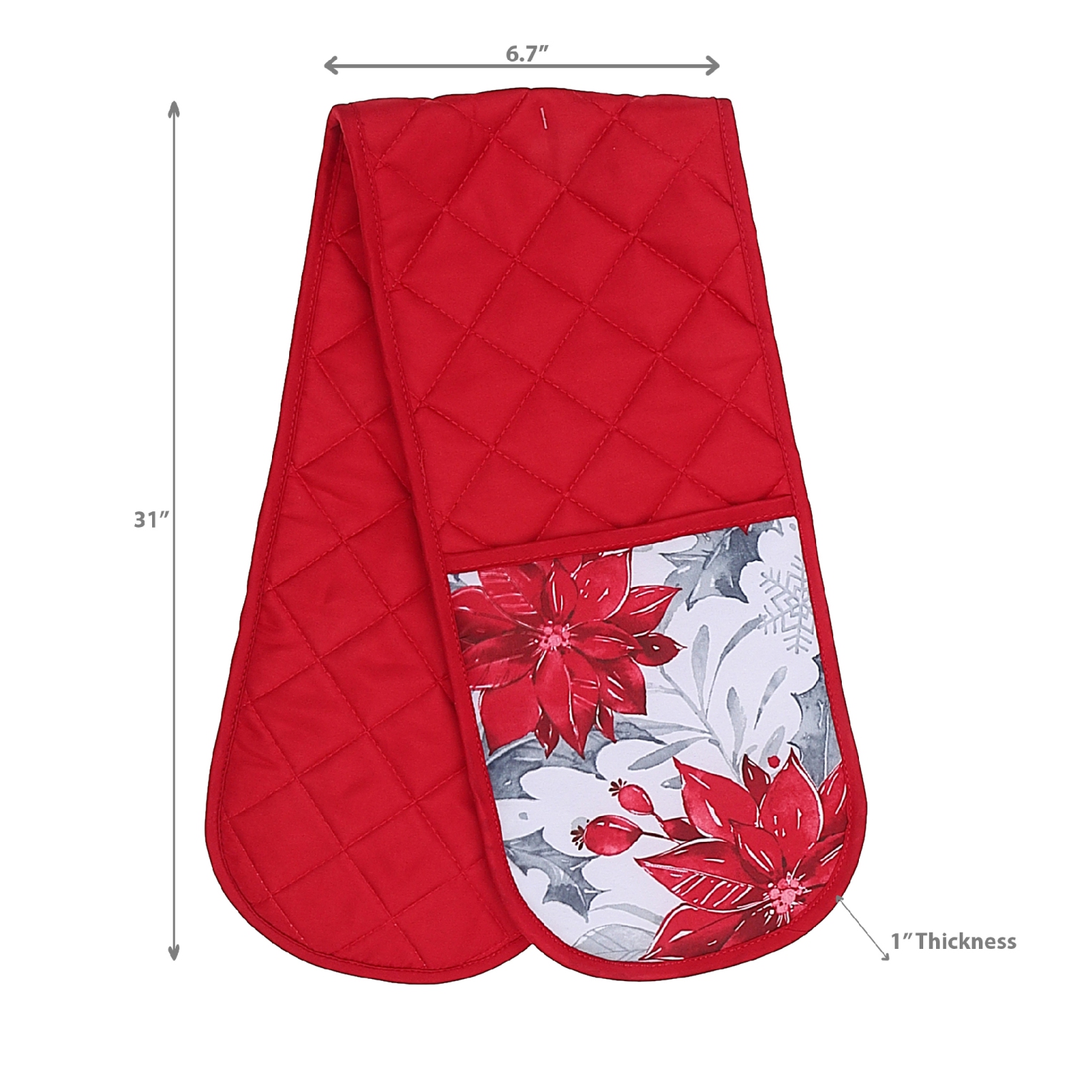 Maison Concepts Christmas Double Oven Mitt Red Poinsettia - Set of 2