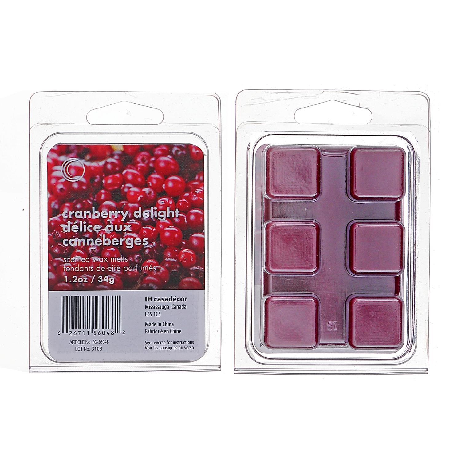 Maison Concepts 6Pk Scented Wax Melts Cranberry Delight - Set of 4