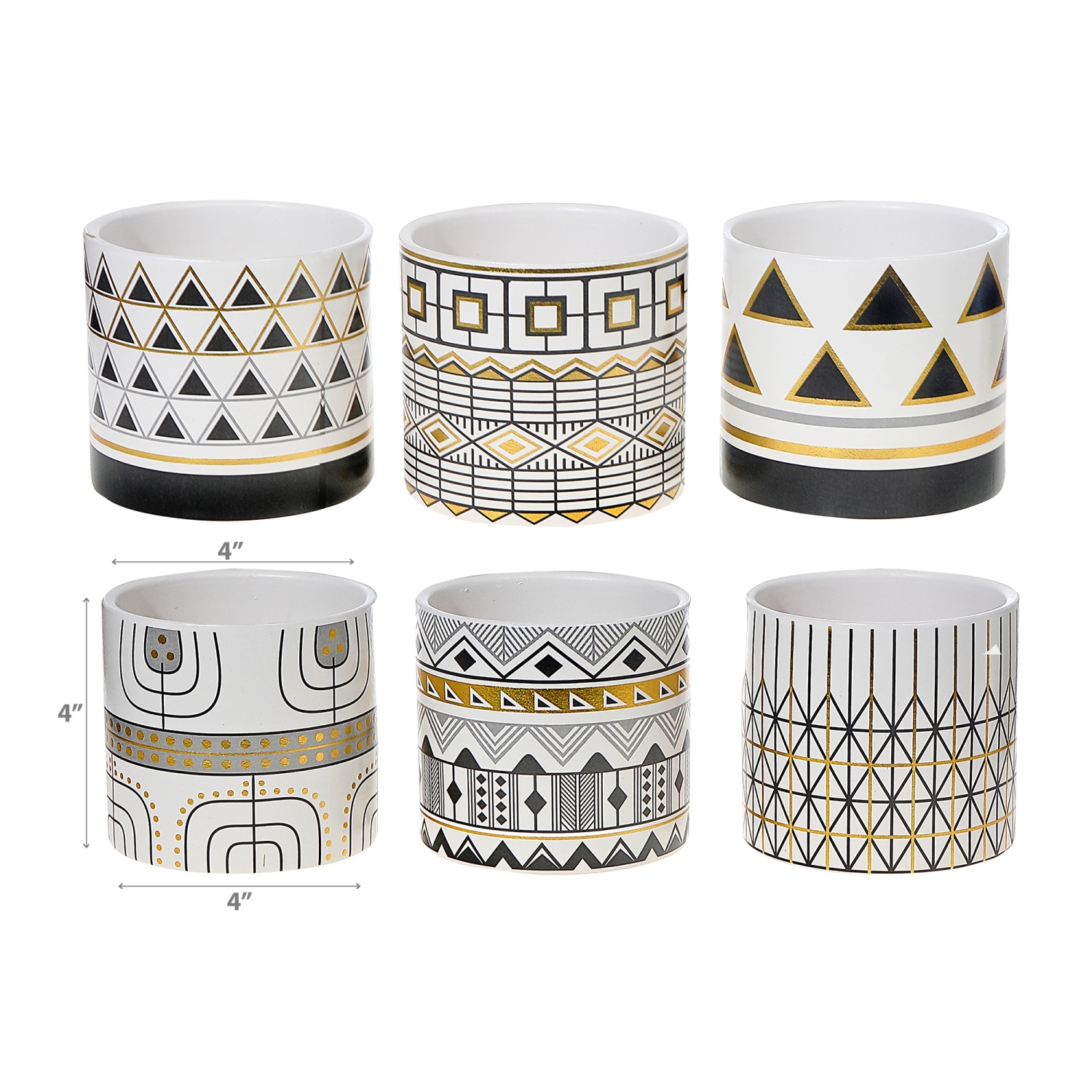 Maison Concepts Ceramic Round Planters Modern Edge 6/Disp - Set of 6