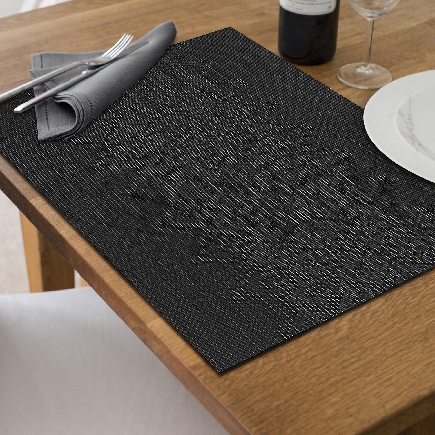 Maison Concepts Vinyl Placemat Diamond Band Black - Set of 12
