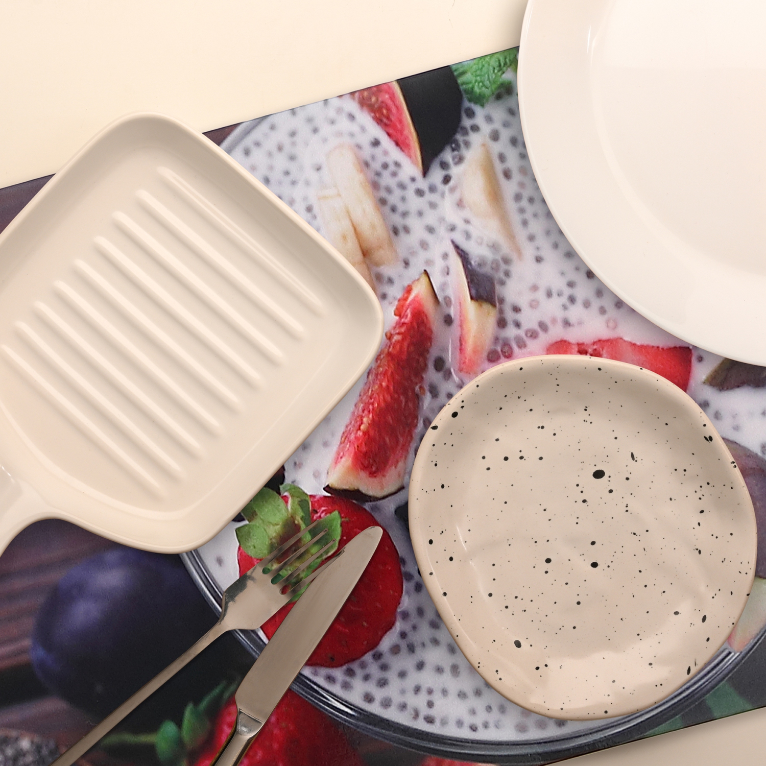 Maison Concepts Plastic Placemat Chia Fruit Pudding - Ensemble De 12