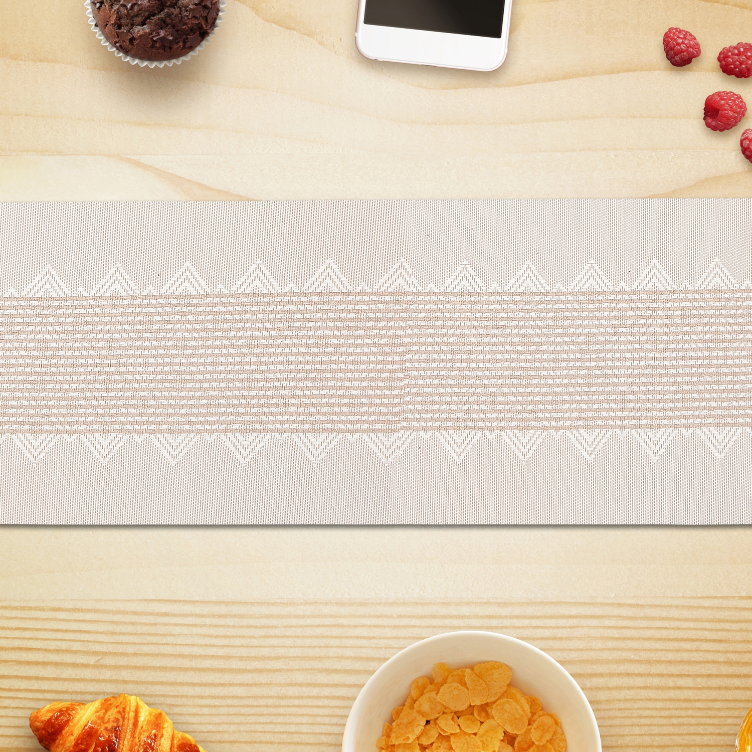 Maison Concepts Vinyl Table Runner 72" Diamond Band White - Set of 2