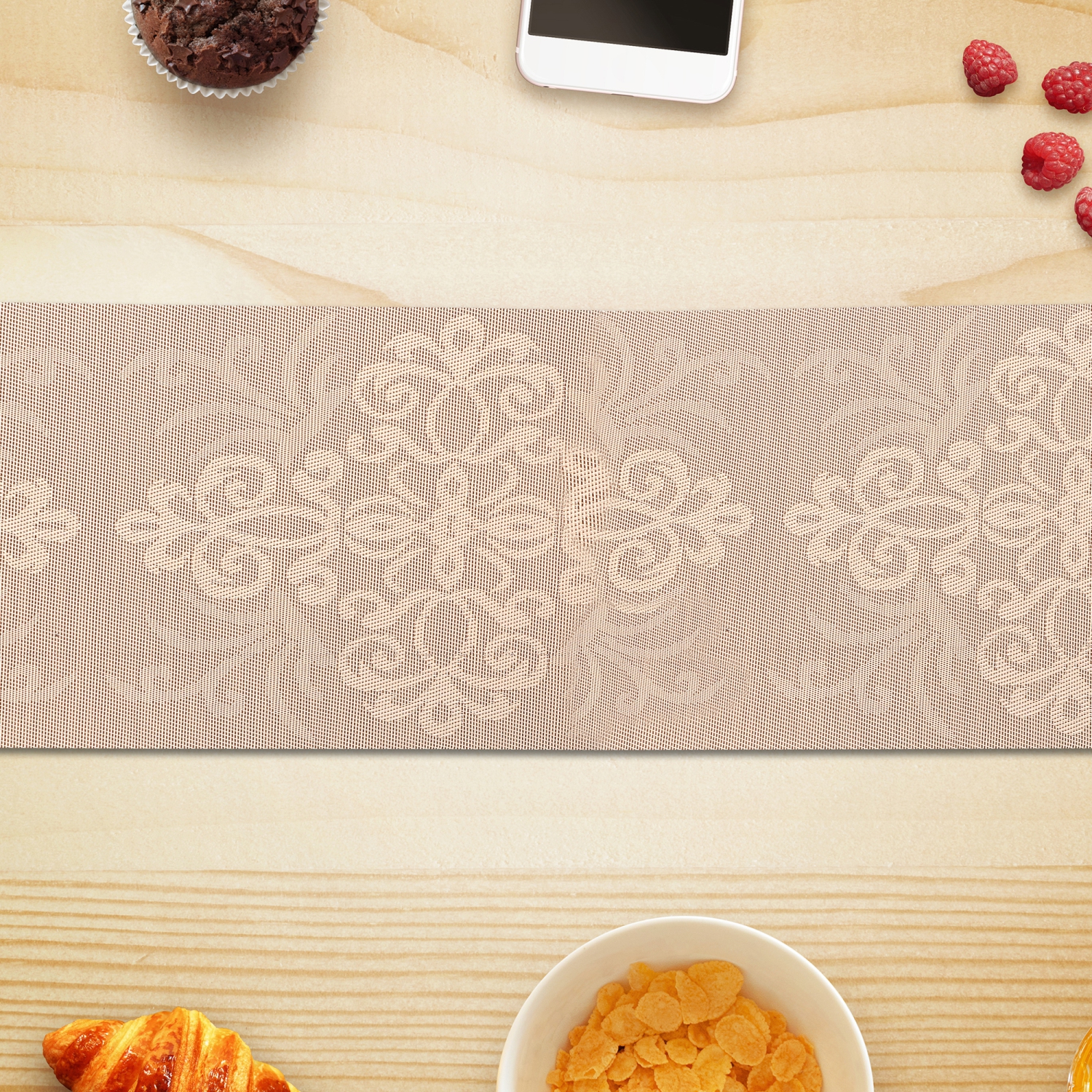 Maison Concepts Vinyl Table Runner 72" Damask Natural - Set of 2