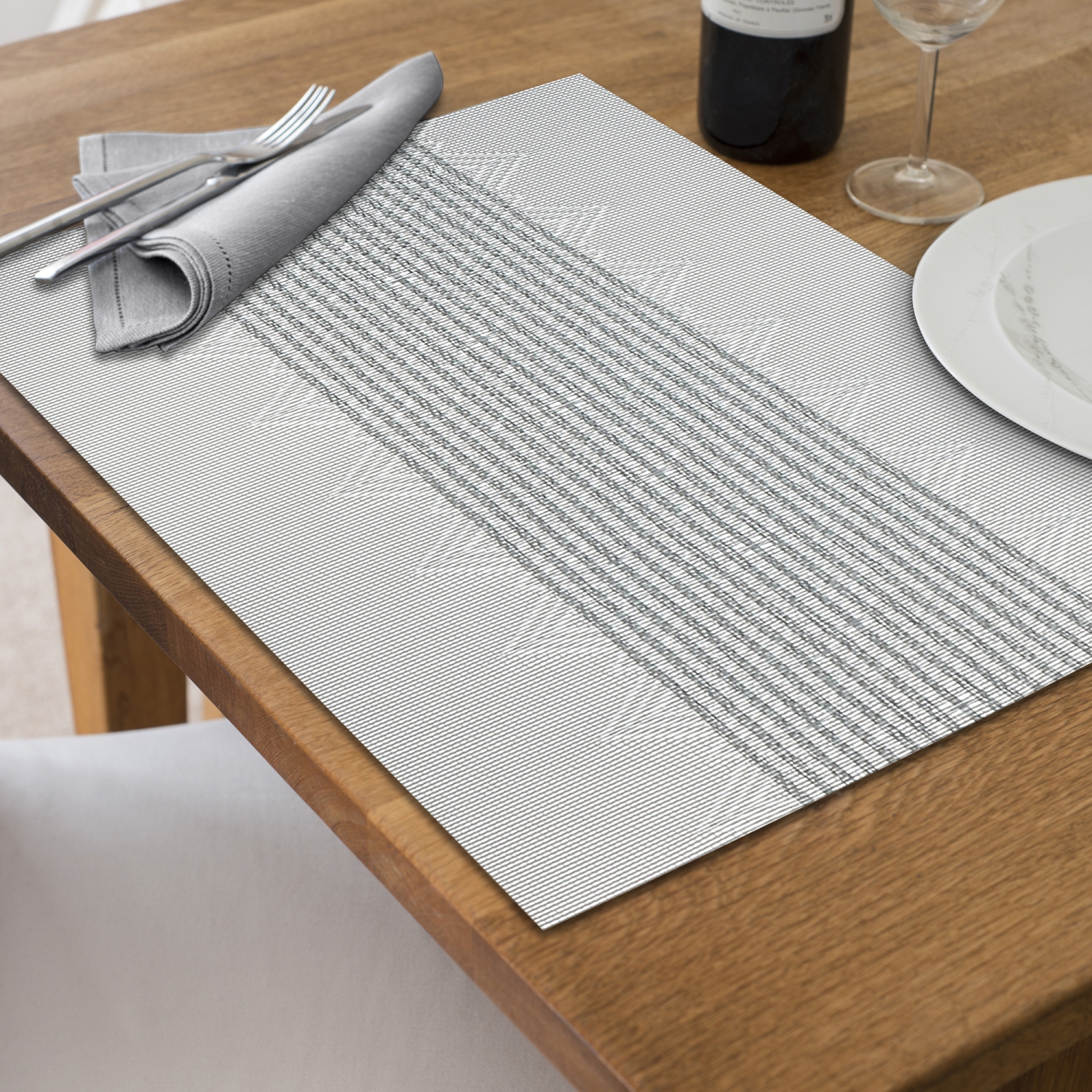 Maison Concepts Vinyl Placemat Diamond Band Silver - Ensemble De 12
