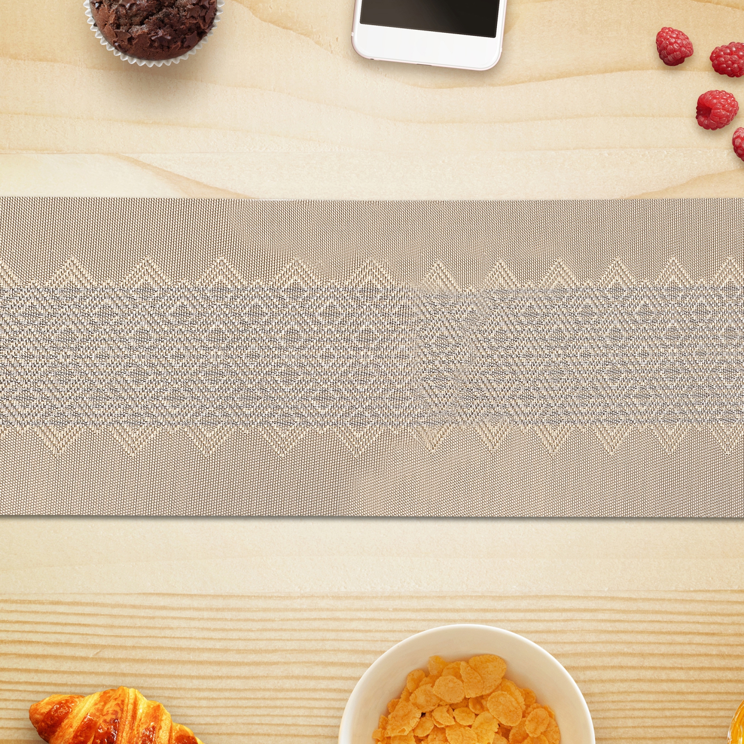 Maison Concepts Vinyl Table Runner 54" Diamond Band Gold - Ensemble De 2