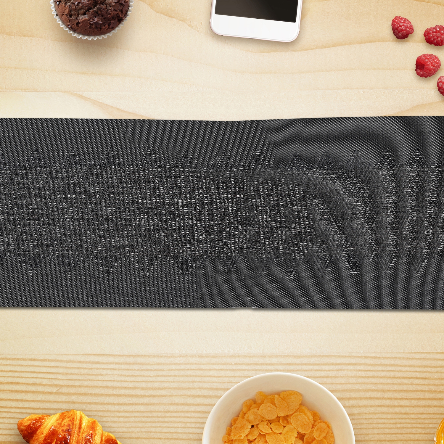 Maison Concepts Vinyl Table Runner 54" Diamond Band Black - Ensemble De 2