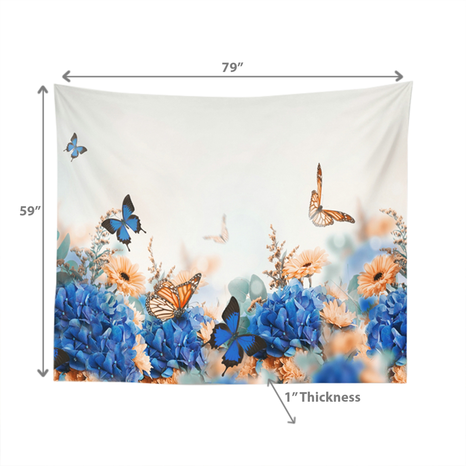 Maison Concepts Polyester Backdrop 59" X 79" Blue Floral