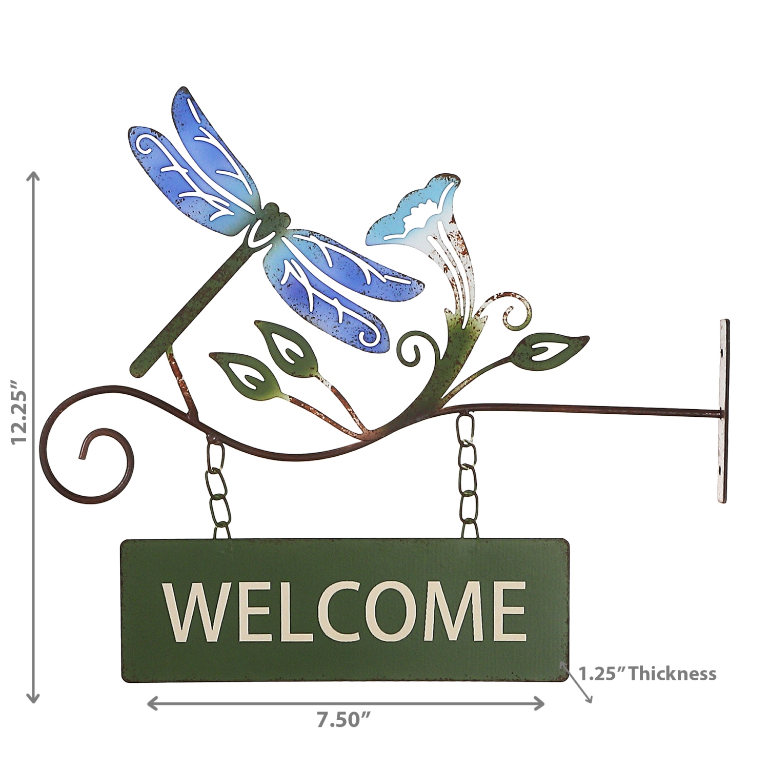 Maison Concepts Hanging Metal Dragonfly Welcome Sign