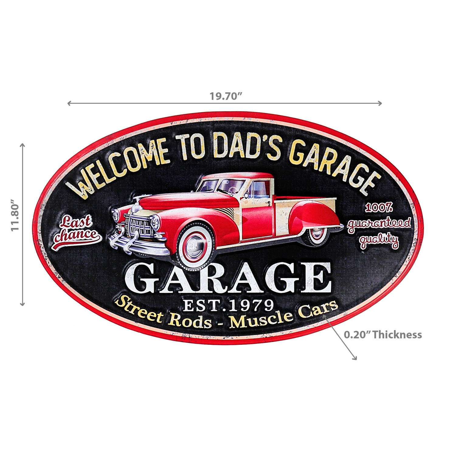 Maison Concepts Embossed Oval Metal Sign Welcome To Dad'S Garage