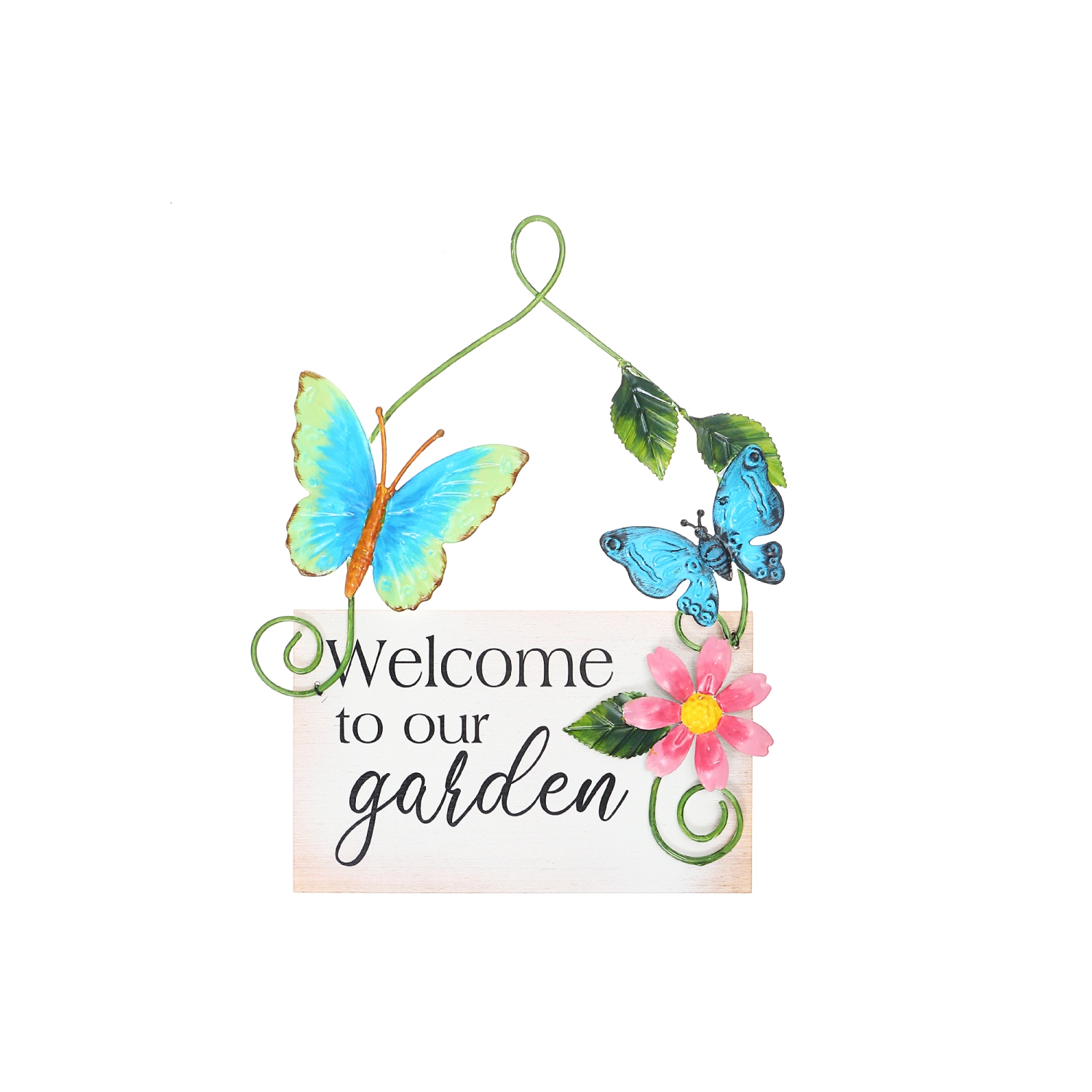 Maison Concepts Welcome To Our Garden Metal Butterfly Hanger