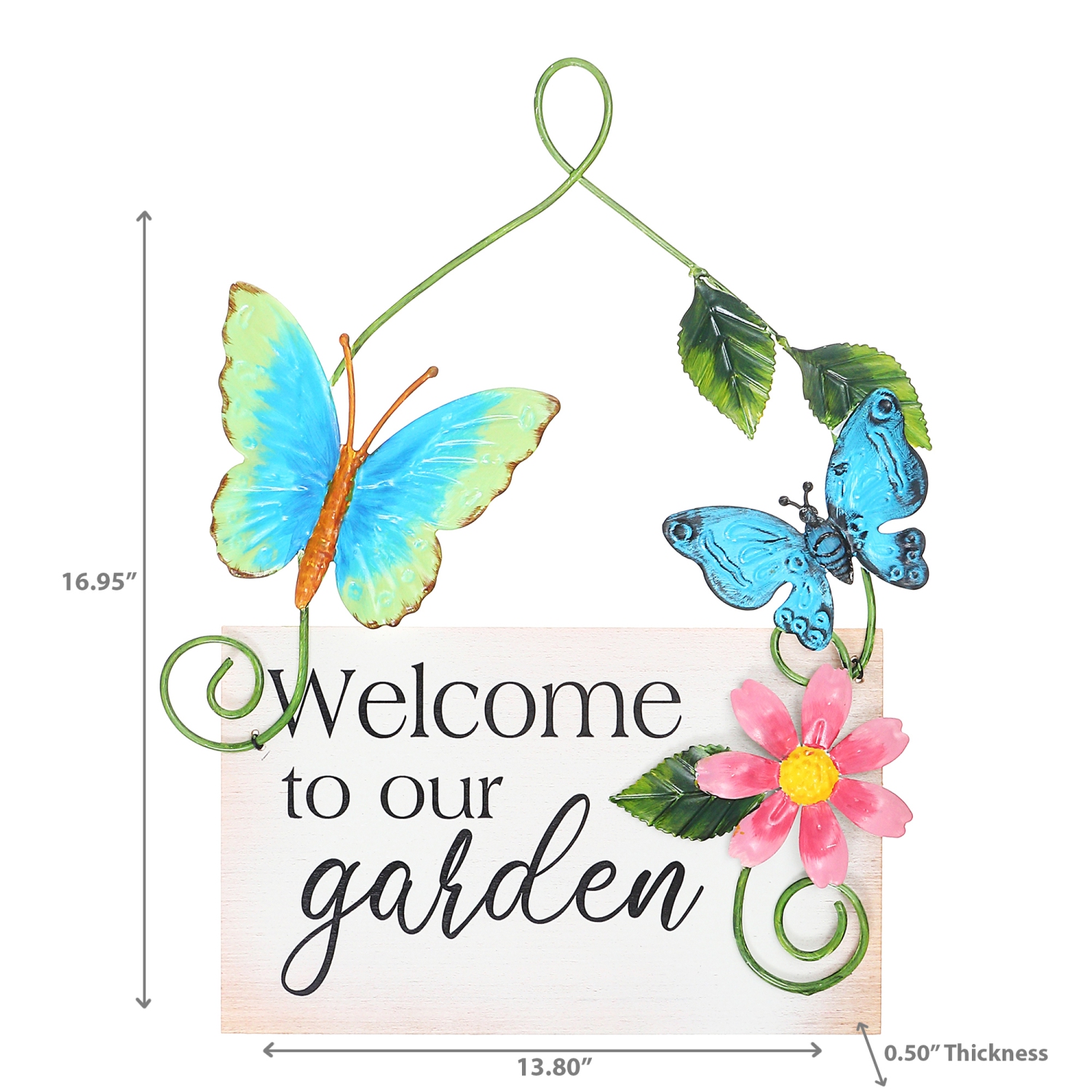 Maison Concepts Welcome To Our Garden Metal Butterfly Hanger