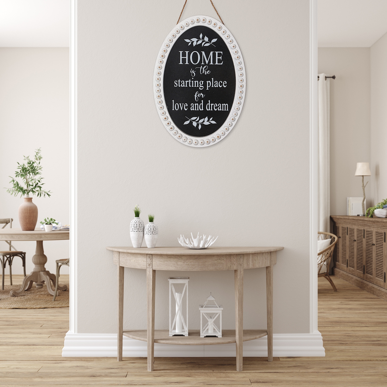 Maison Concepts Signe Ovale Perlé En Bois À La Maison