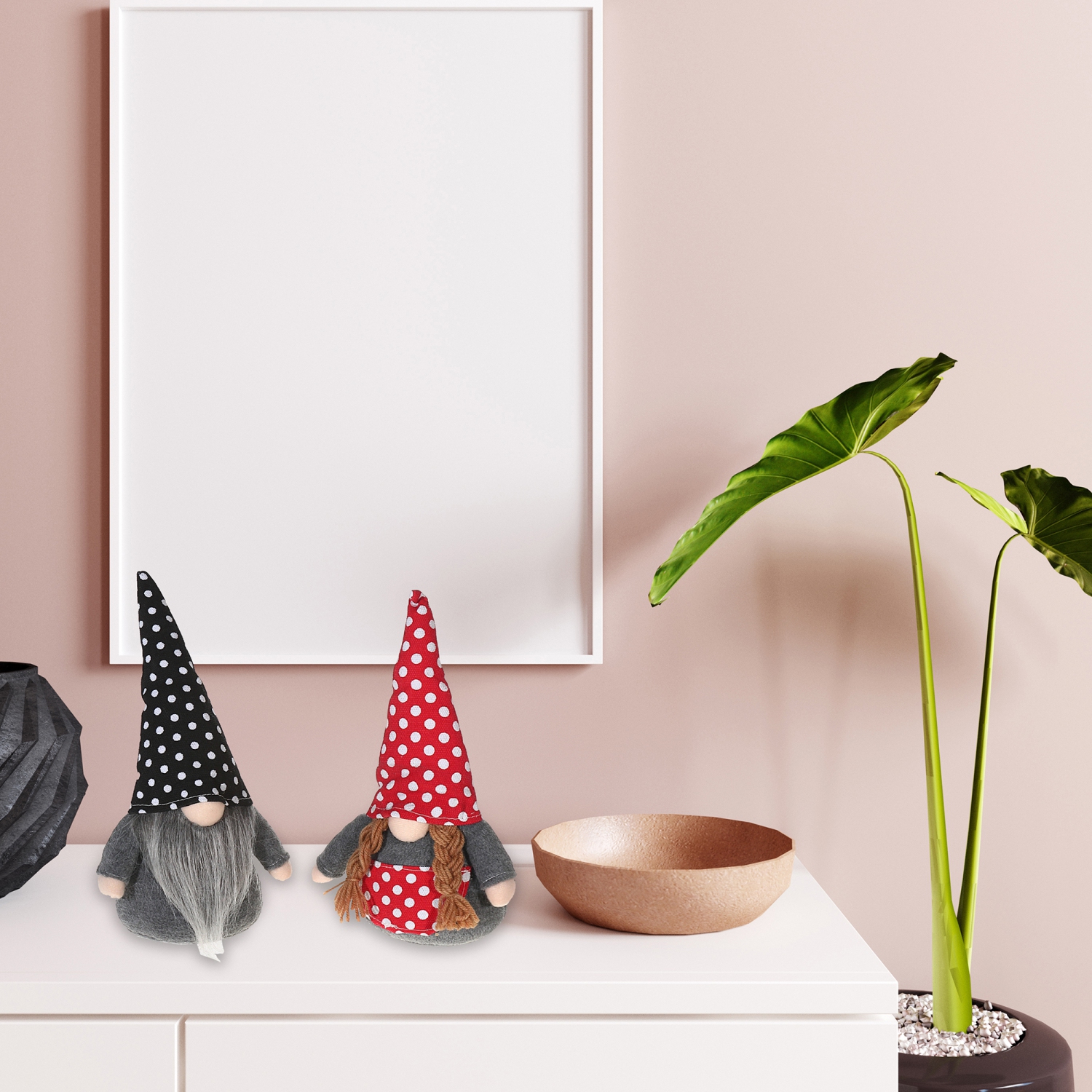 Maison Concepts Polka Dot Gnome Peluche Asstd - Ensemble De 2