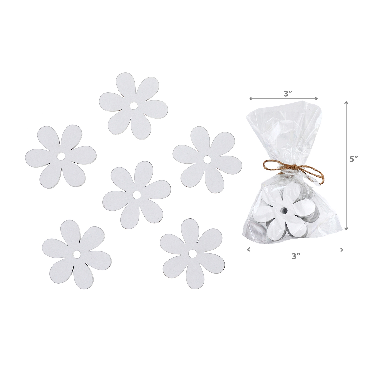 Maison Concepts 6 Pk Wood Ornaments Daisy White - Set of 2