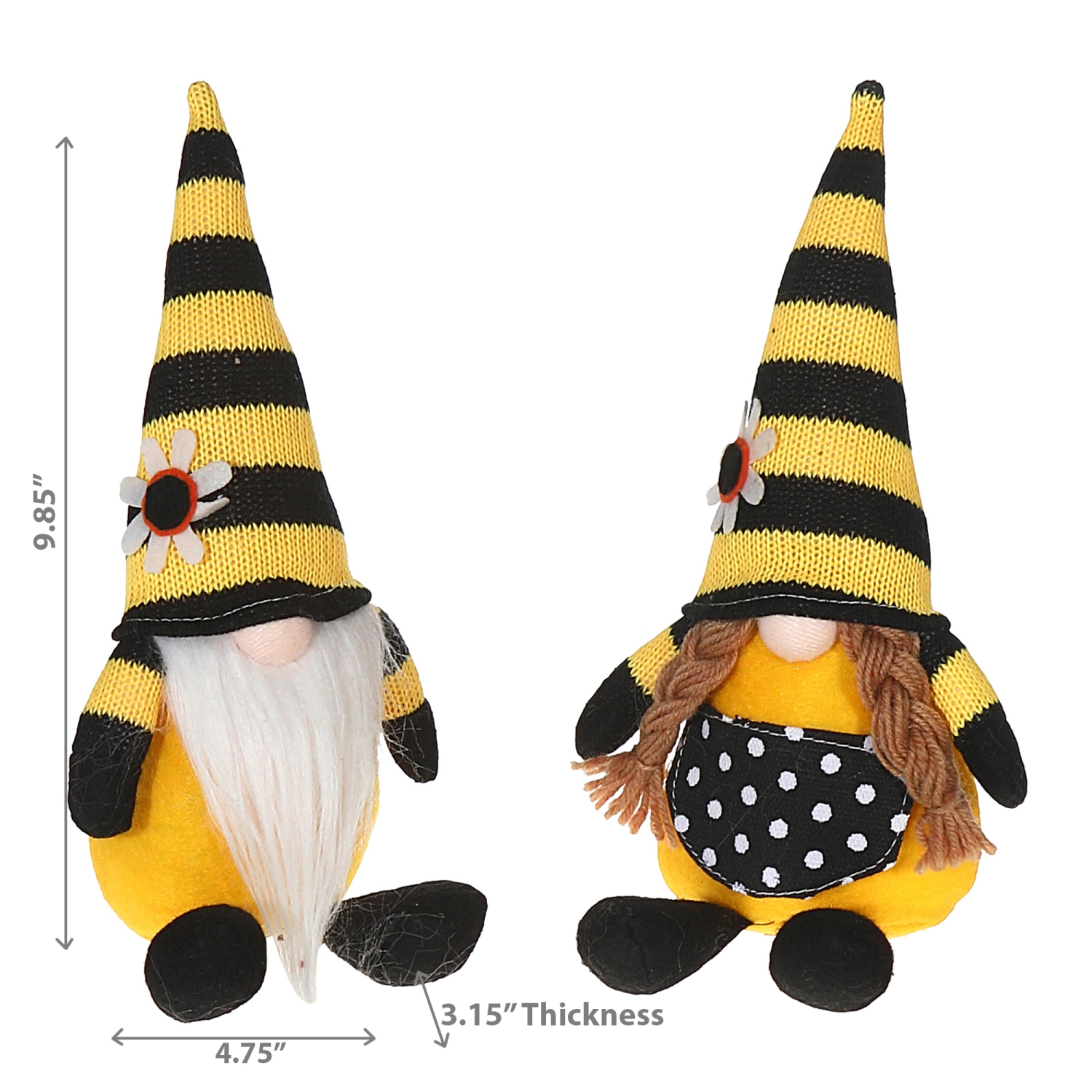 Maison Concepts Honey Bee Gnome Plush Asstd - Set of 2
