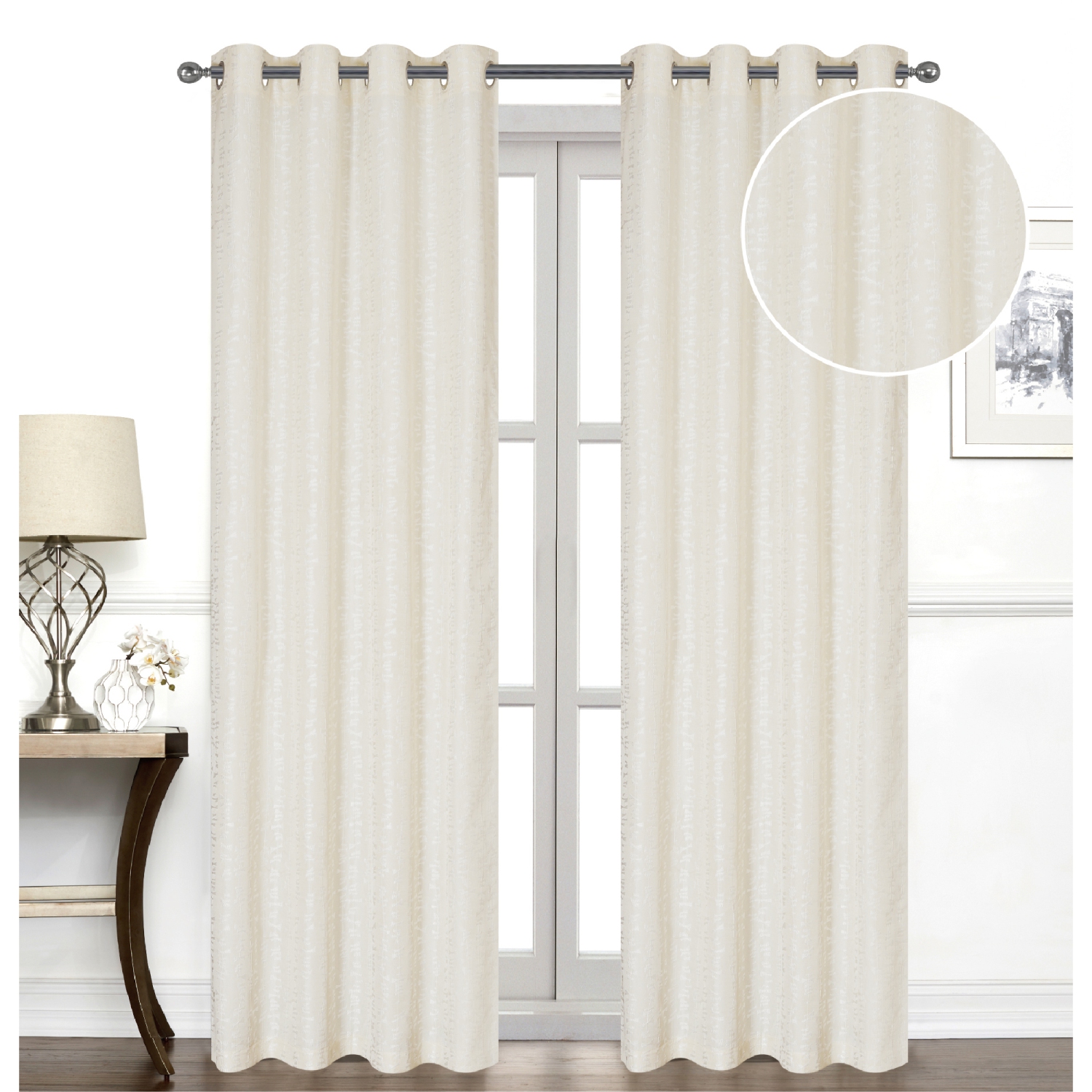 Maison Concepts Jacquard Panel W 8 Grom Bowties Ivory 84" - Ensemble De 2