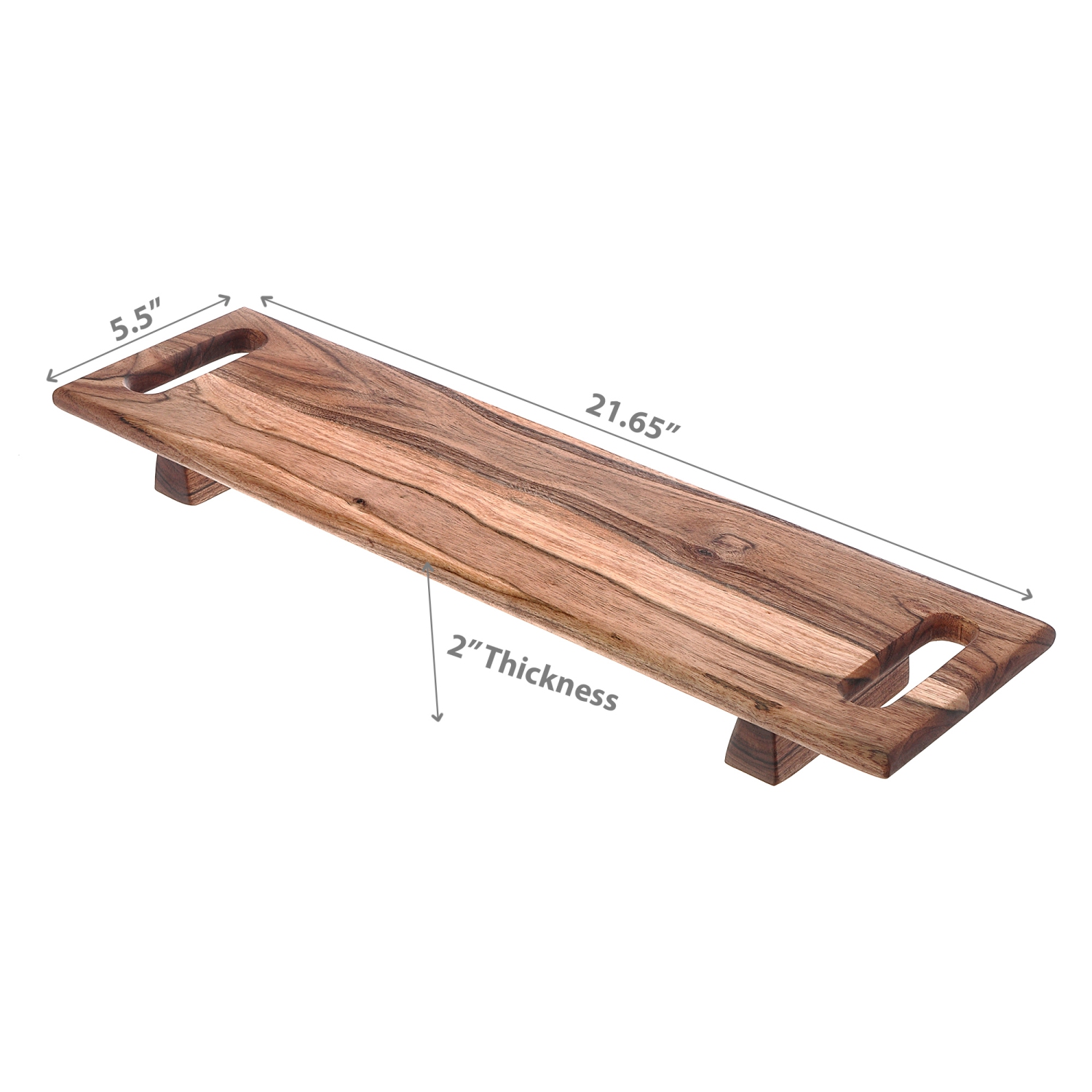 Maison Concepts Acacia Wood Rect. Carte De Service Avec Double Poignée Sur Le Support