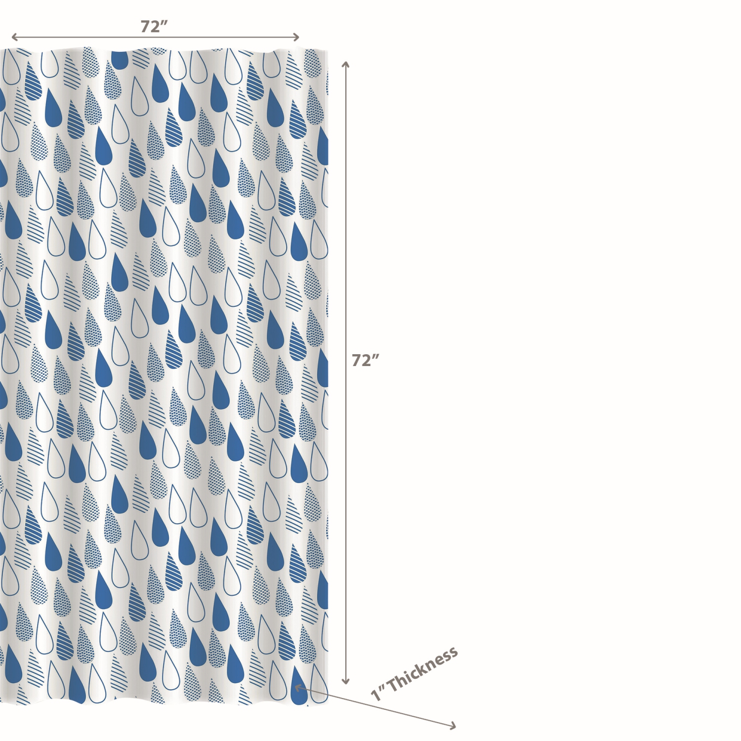 Maison Concepts Peva Shower Curtain With 12 Polyresin Hooks Raindrops