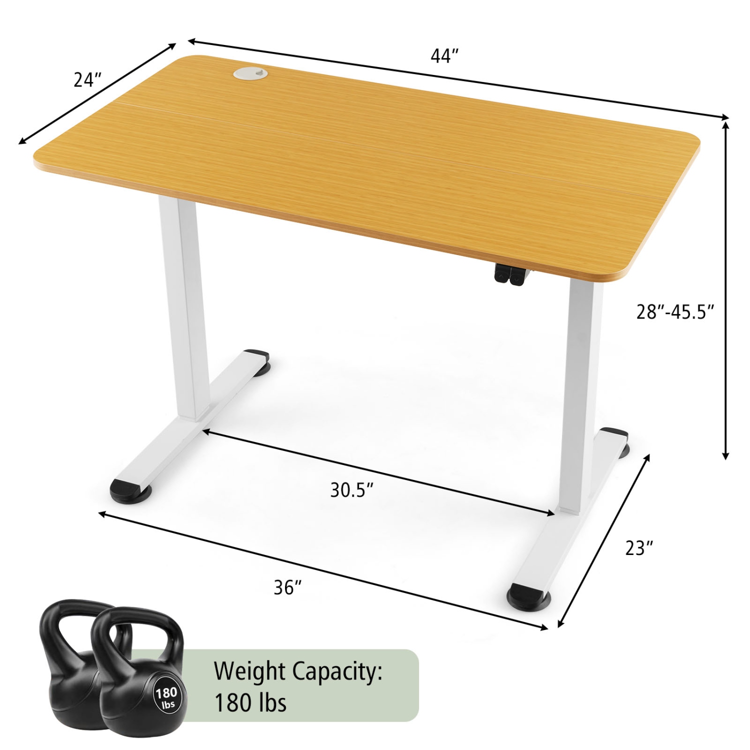 Topbuy Height Adjustable Electric Desk 44" x 24" Sit to Stand Desk w/ Splice Board Sturdy T-shaped Metal Bracket