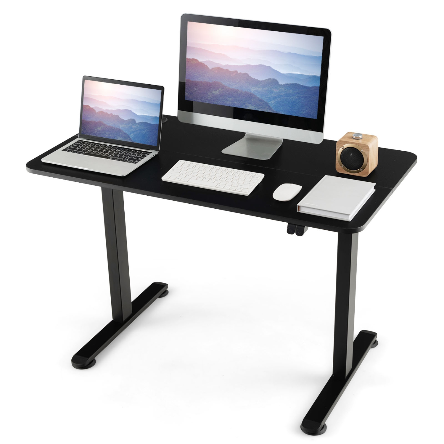 Topbuy Height Adjustable Electric Desk 44" x 24" Sit to Stand Desk w/ Splice Board Sturdy T-shaped Metal Bracket
